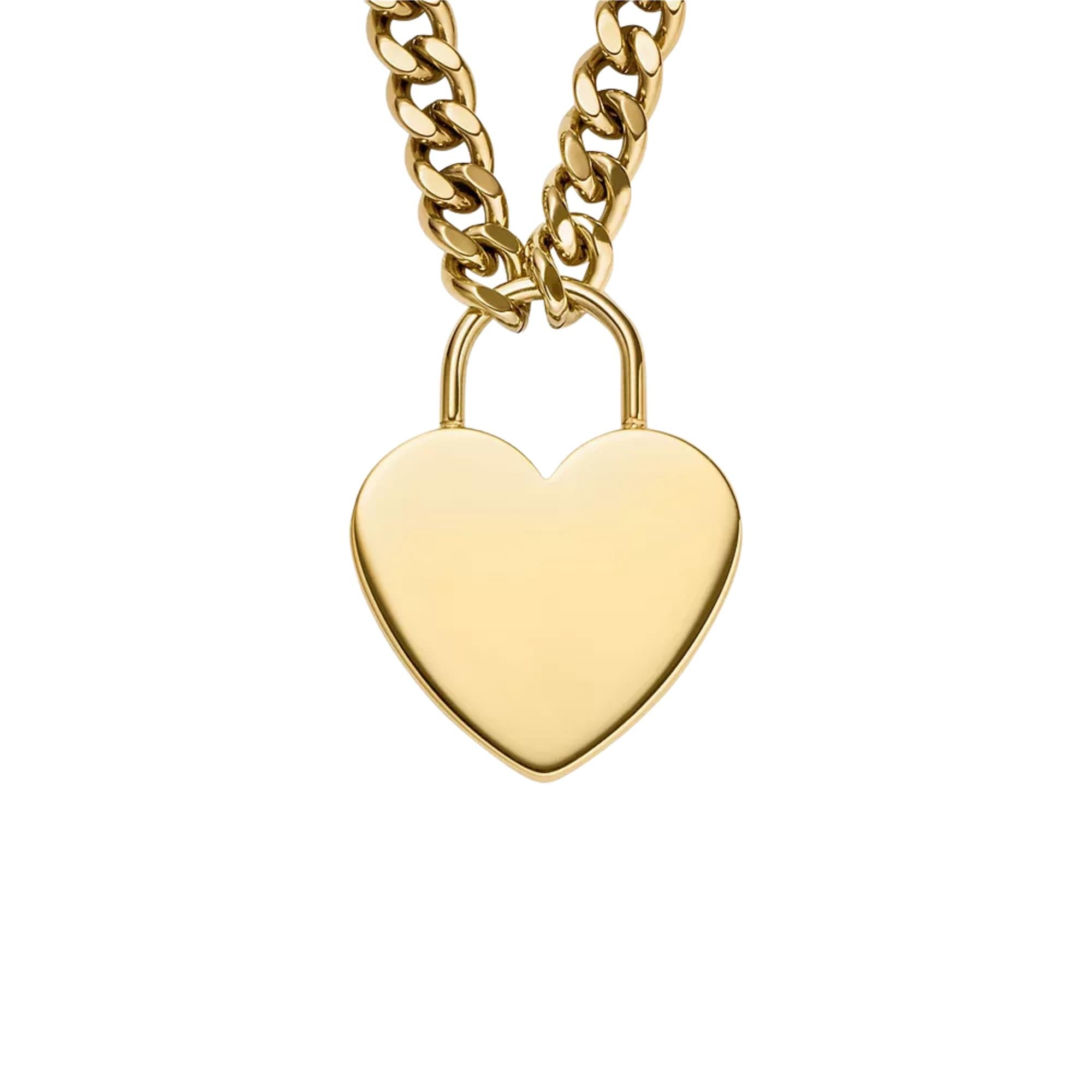 Fossil Sutton Goldfarbene Edelstahl Herz Damen Halskette JF04958710