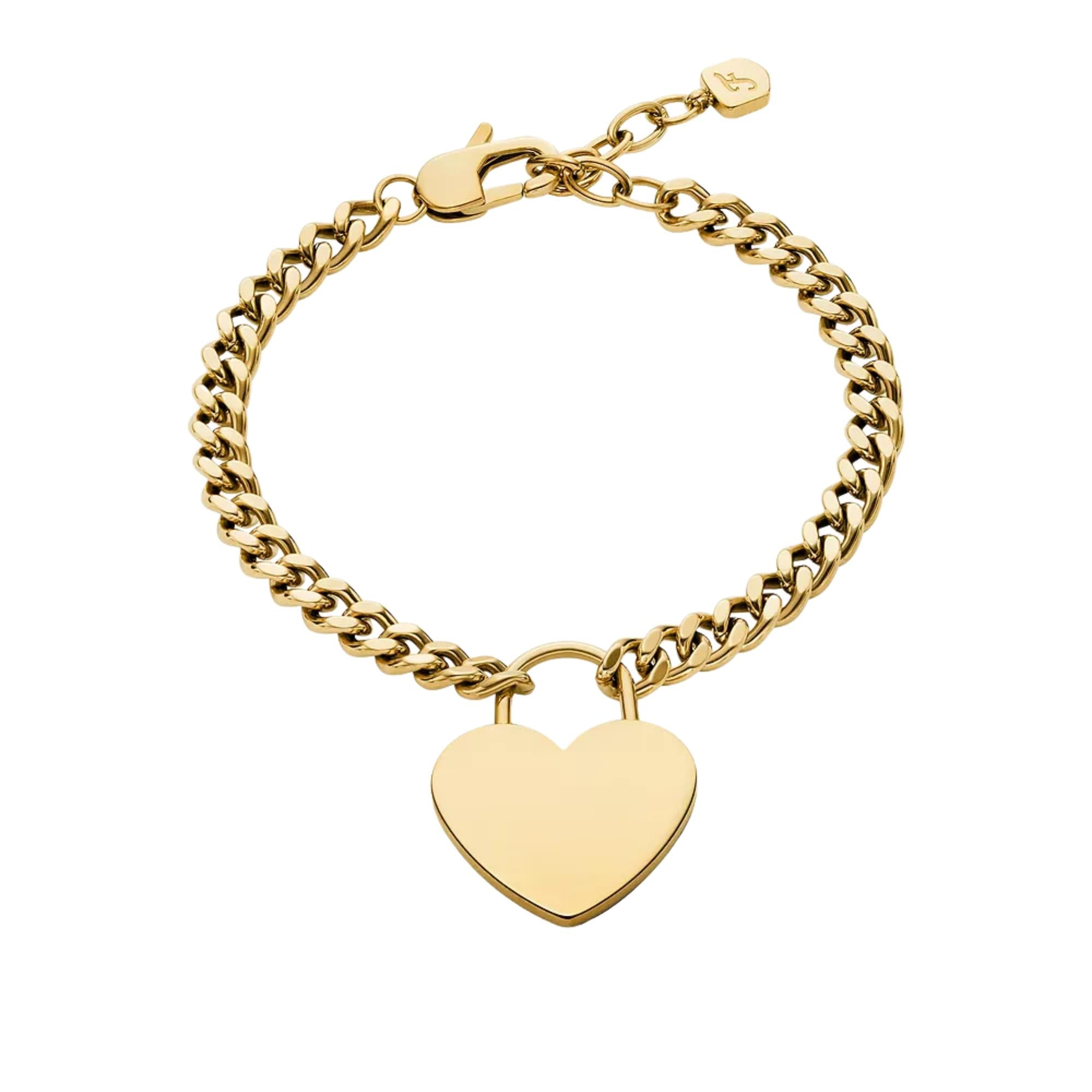 Fossil Sutton Goldfarbene Edelstahl Herz Damen Armband JF04959710