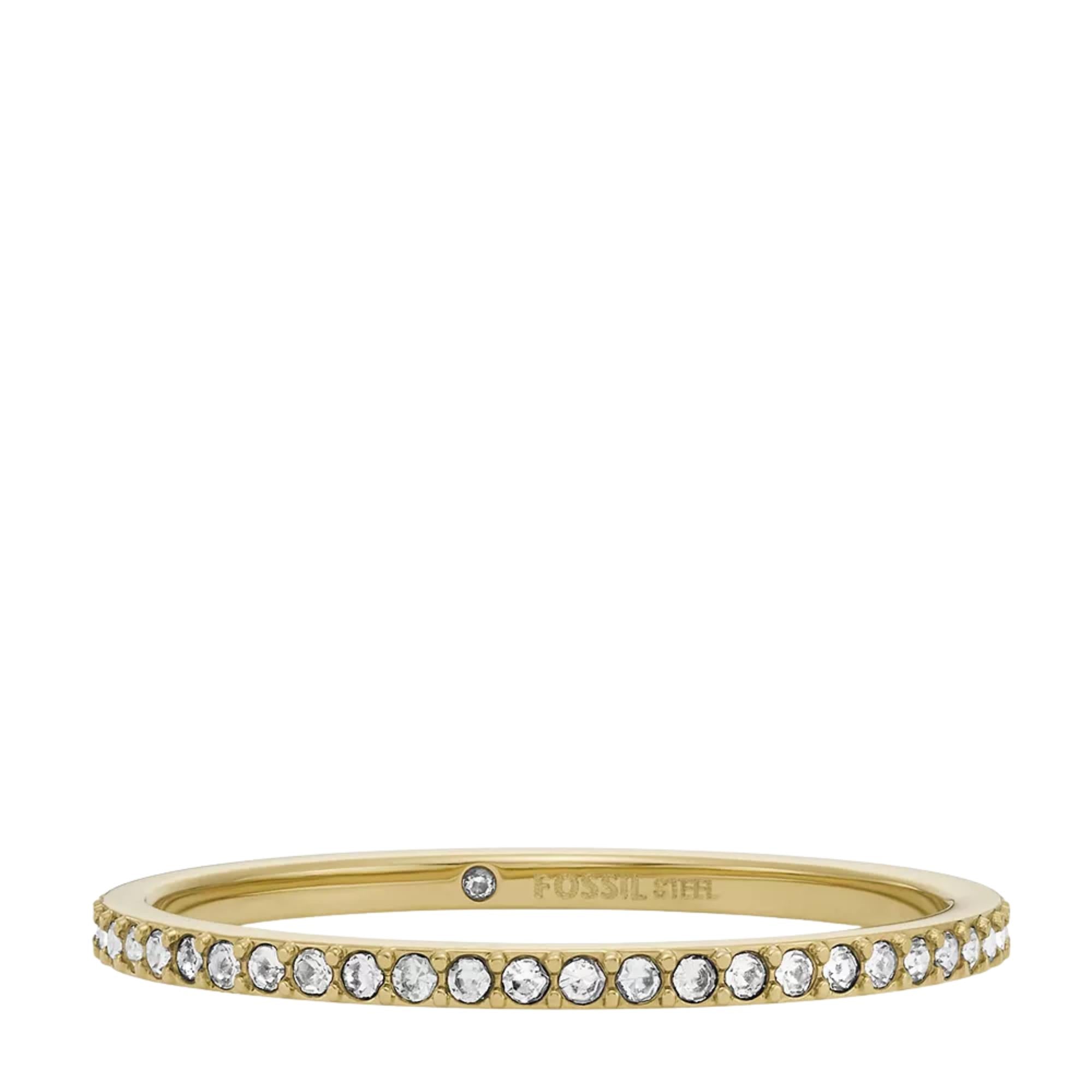 Fossil Ellis Pavé Glitz Gold-Tone Stainless Steel Band Women's Ring JF04686710