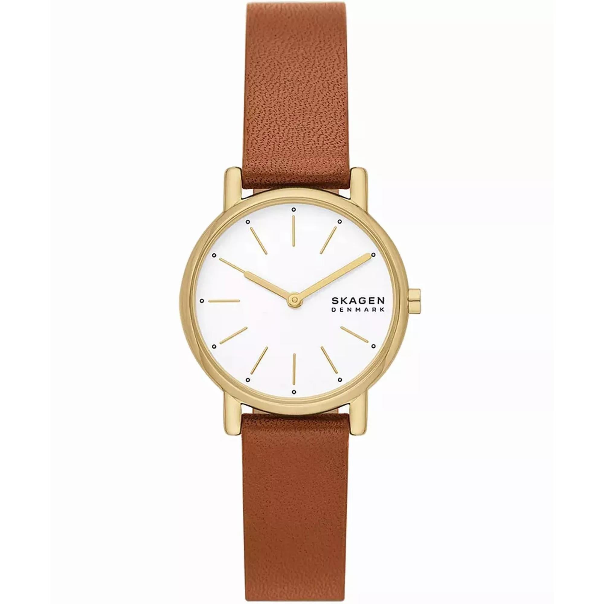Skagen Signatur Lille 30mm White Dial Leather Ladies Quartz Watch SKW3121