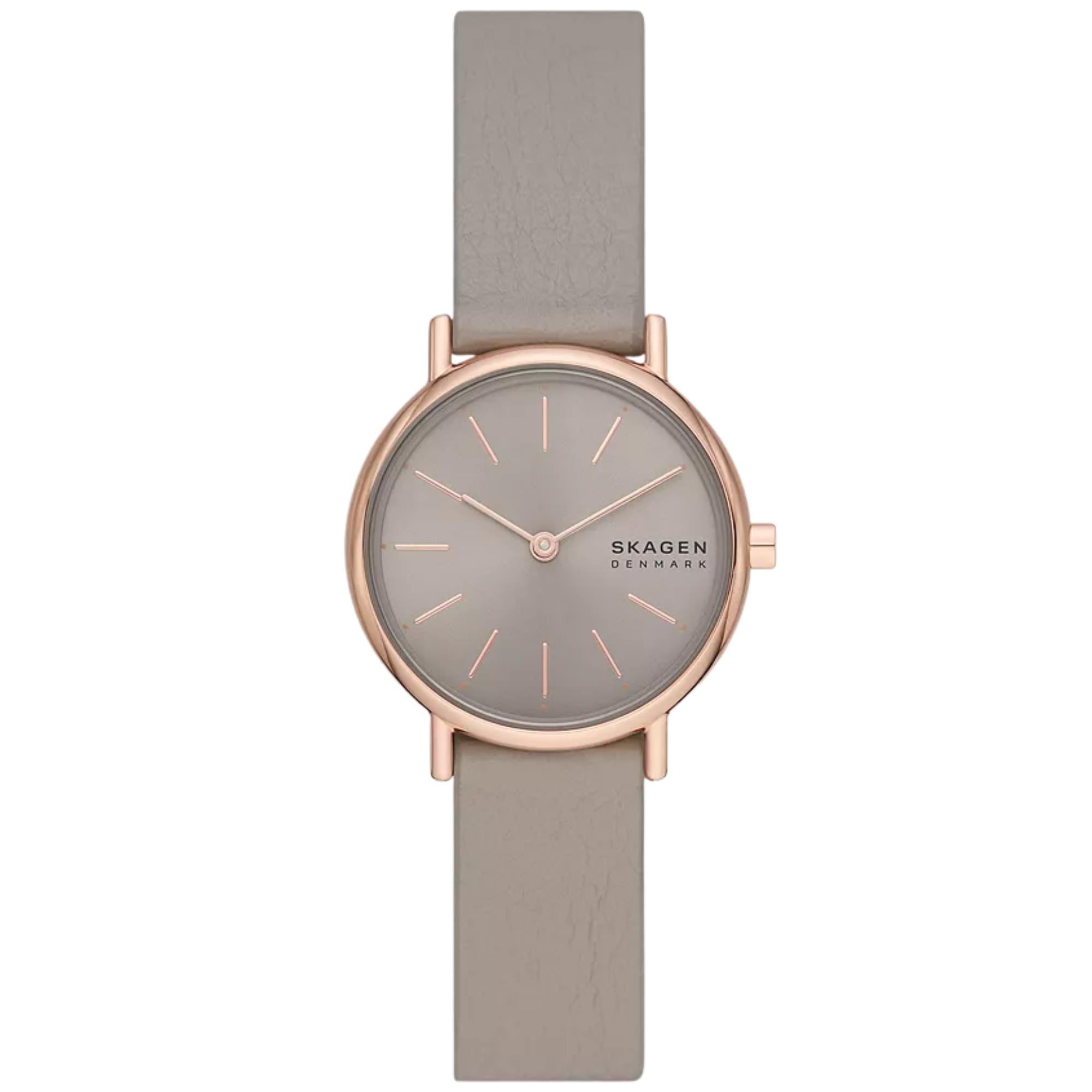 Skagen Signatur Lille 30mm Grey Dial Leather Ladies Quartz Watch SKW3060