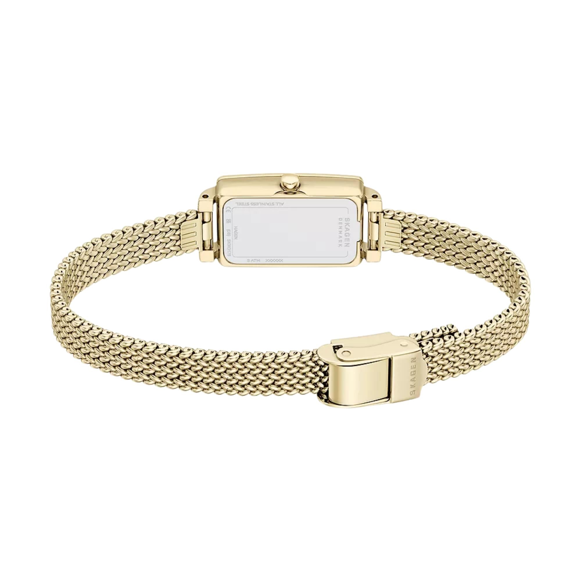 Skagen Hagen Micro Quarz Gold Zifferblatt Stahlarmband Damen Uhr SKW3178