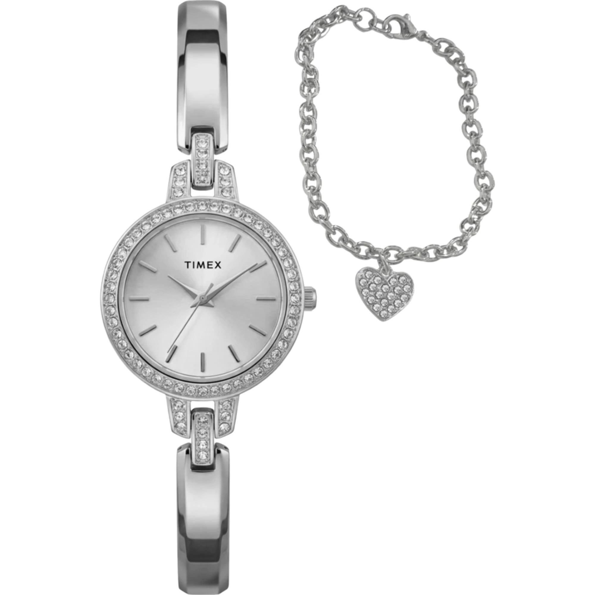 Timex Trend 28mm Silver Dial Steel Ladies Quartz Set Watch TWG067700