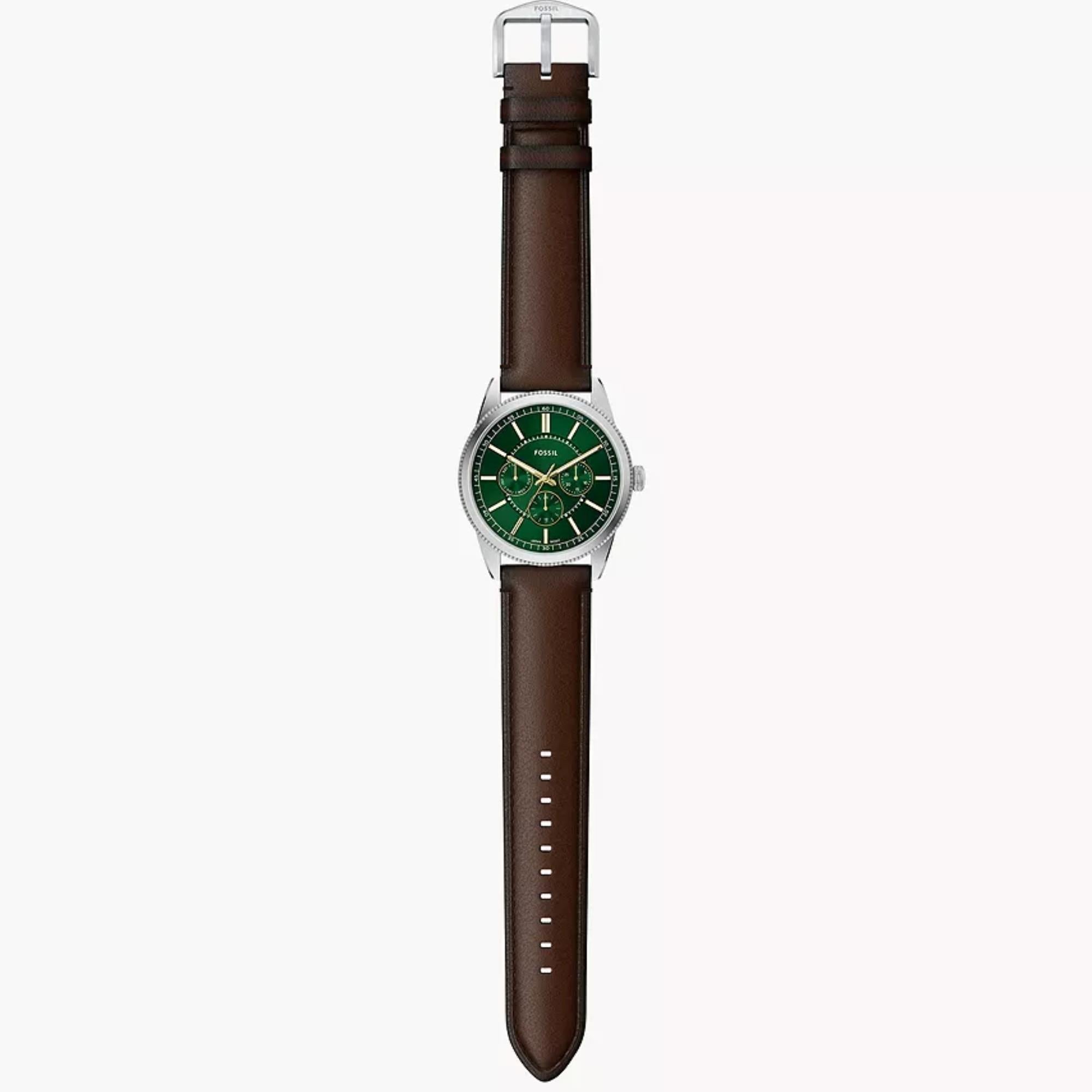Fossil Pearson 42mm Chronograph Grünes Zifferblatt Leder Herren Quarz Uhr FS6137