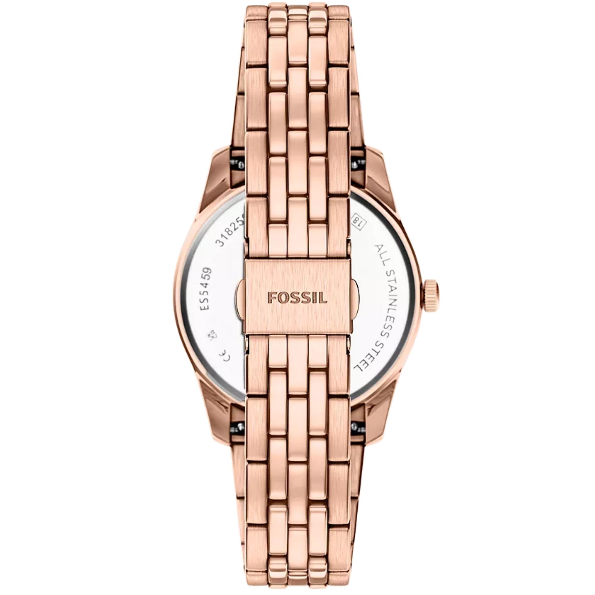 Fossil Scarlette 34mm Grey Dial Steel Ladies Quartz Watch ES5459