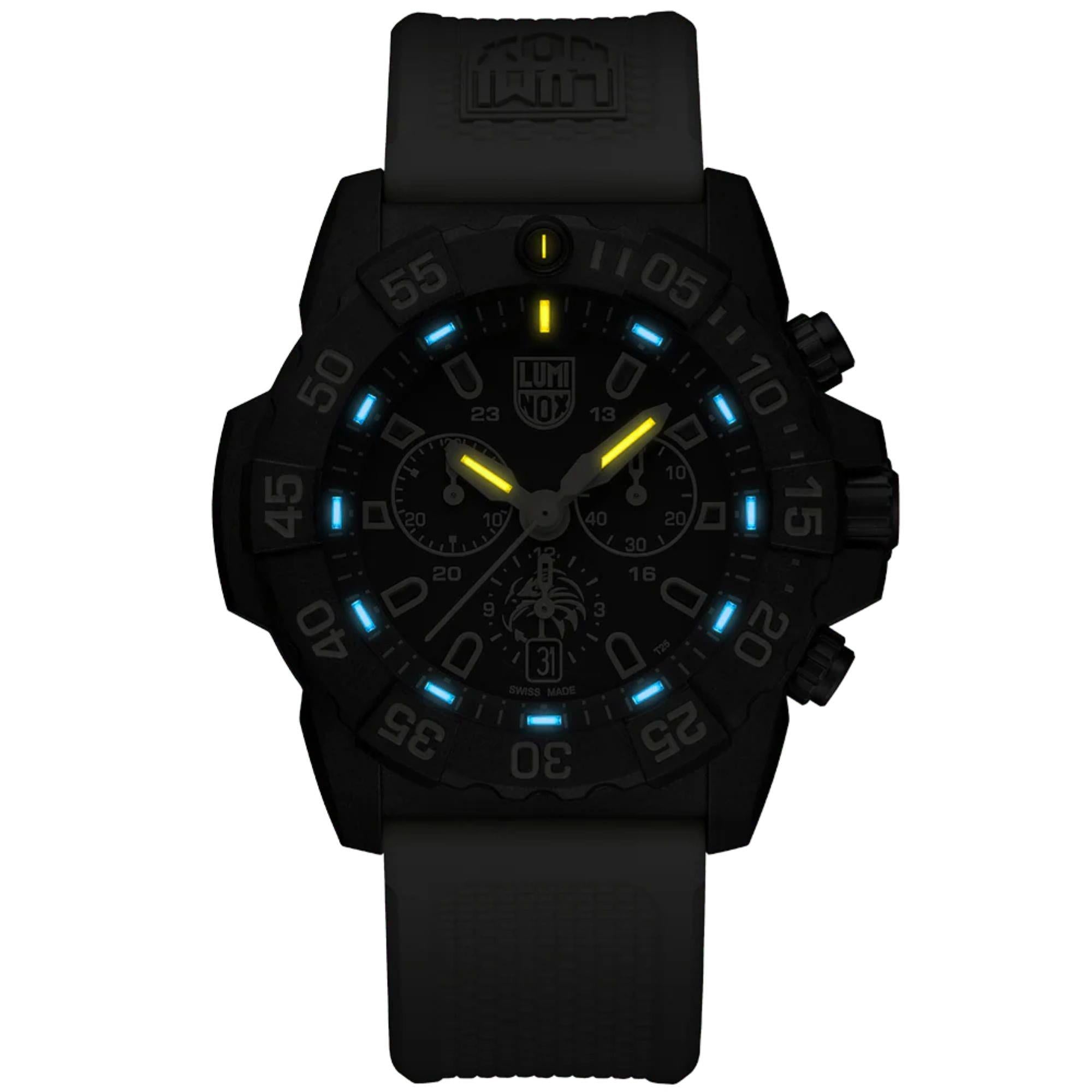 Luminox Navy Seal 45mm Chronograph Black Dial Rubber Mens Quartz Watch XS.3590.NSF.2