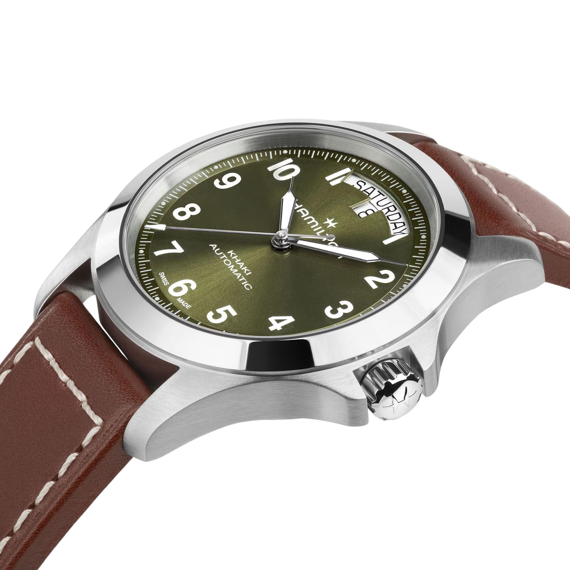 Hamilton Khaki Field King H64475560 stainless steel case side view close-up