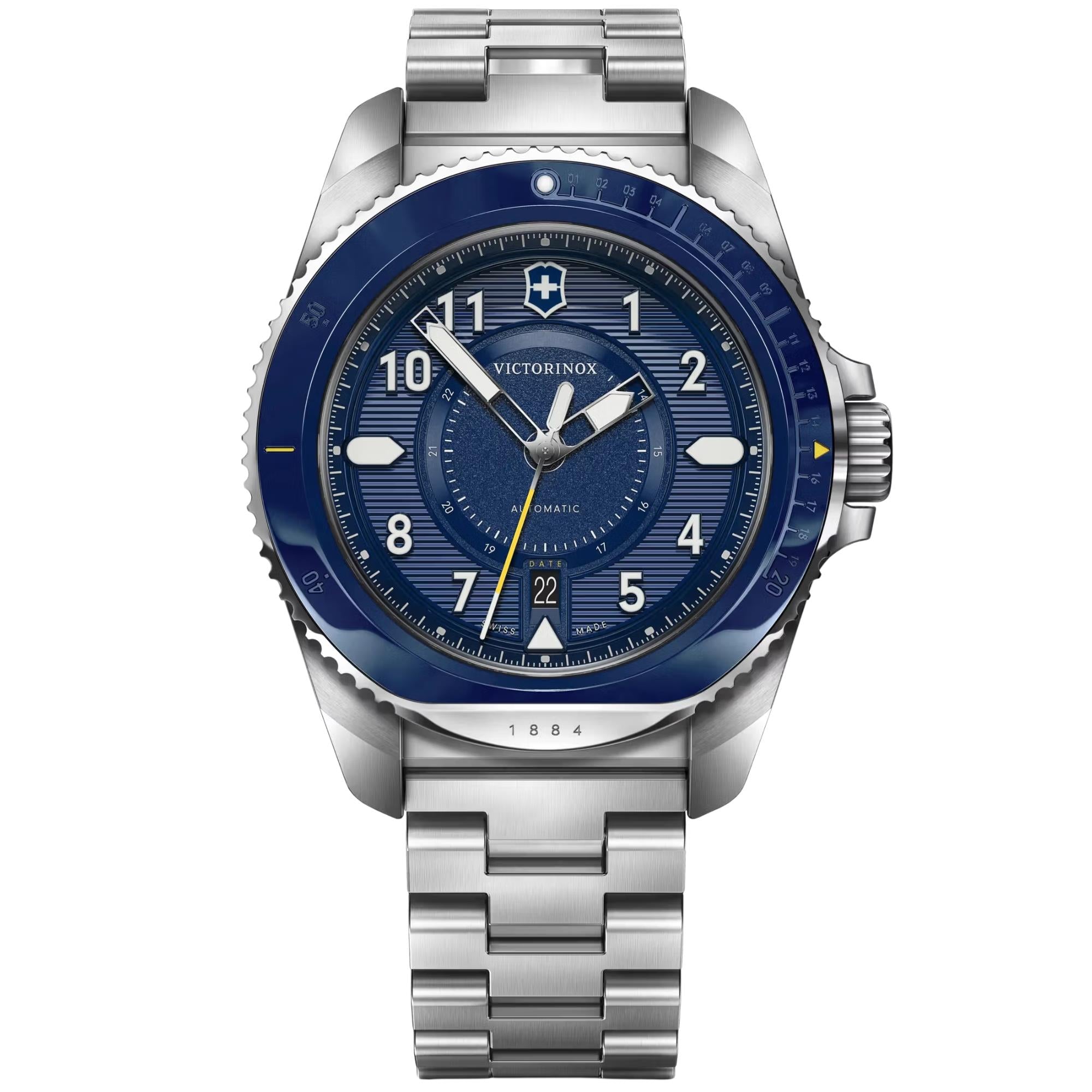 Victorinox Journey 1884 blue dial automatic watch 242010 front view