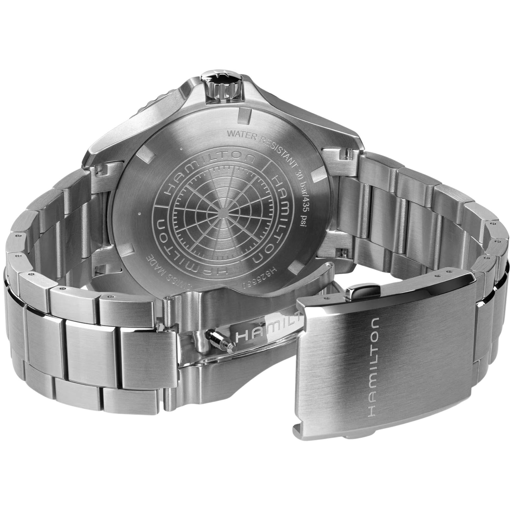 Hamilton Khaki Navy H82555130 stainless steel bracelet and folding clasp detail