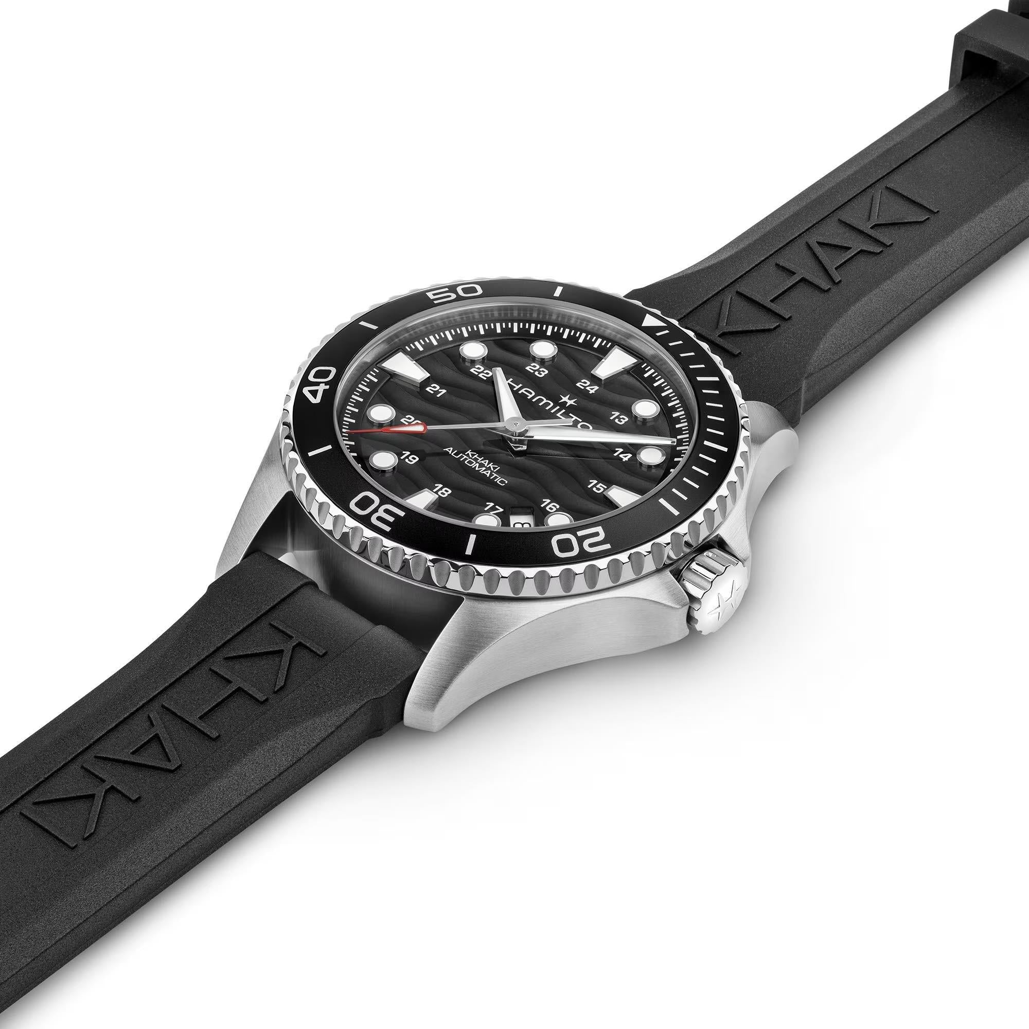 Hamilton Khaki Navy Scuba 40 mm Schwarzes Zifferblatt Gummi Herren Automatik Uhr H82415330
