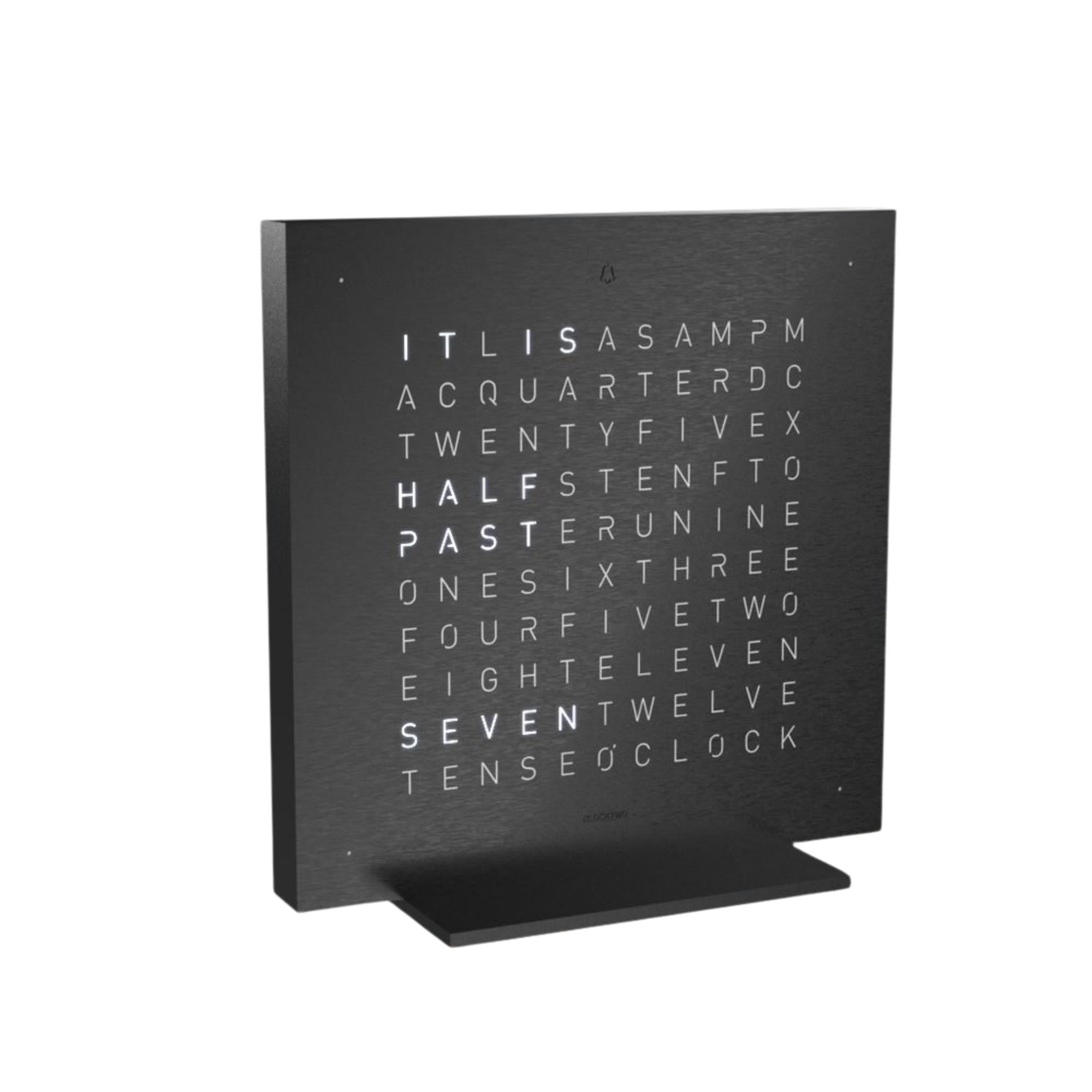QLOCKTWO Earth 13.5 Stahl Serie Tiefschwarz Englische Tischuhr T4BLENSSBL-UK
