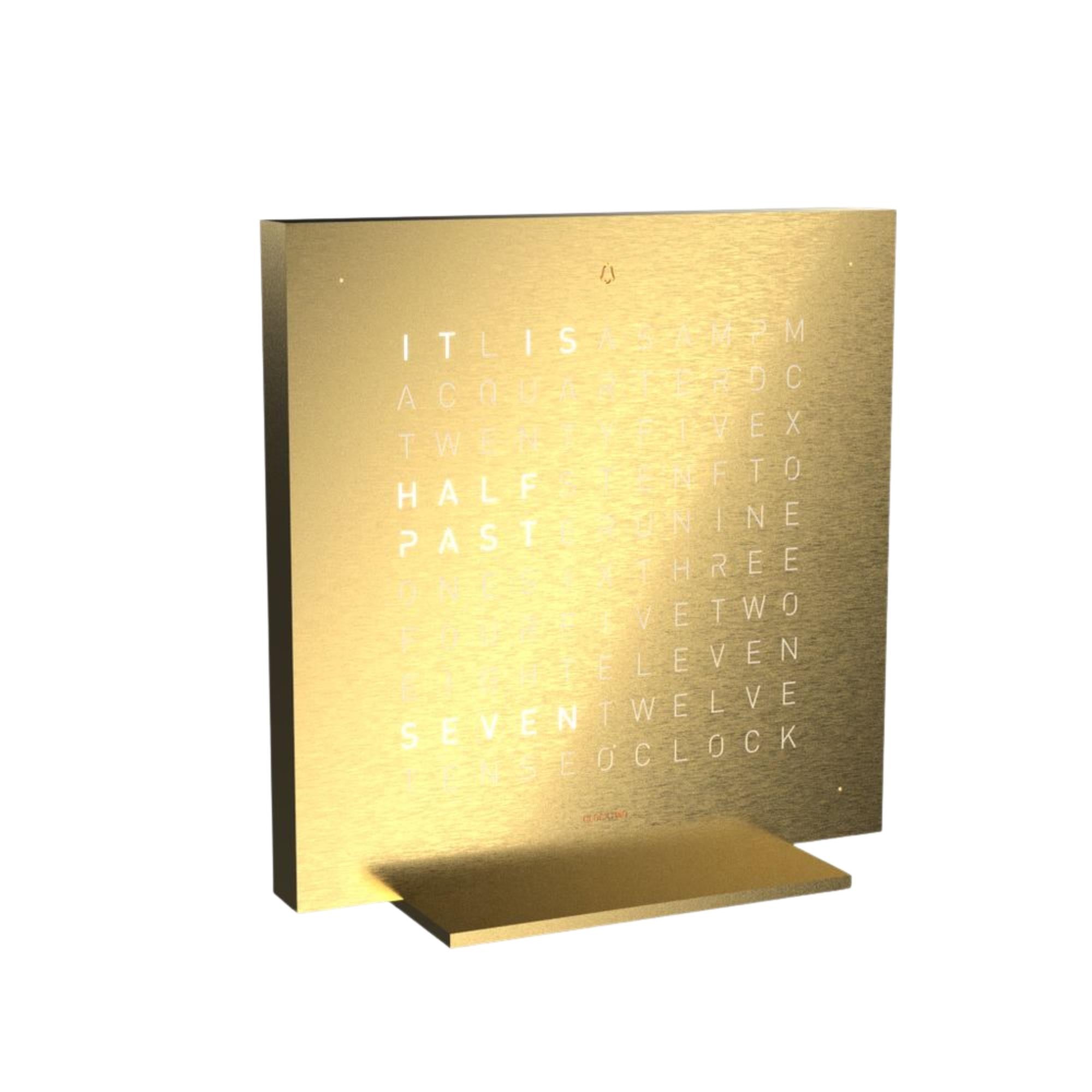 QLOCKTWO Earth 13.5 Steel Series Golden Legend 24k Gold Plated English Table Clock T4GENGD-UK
