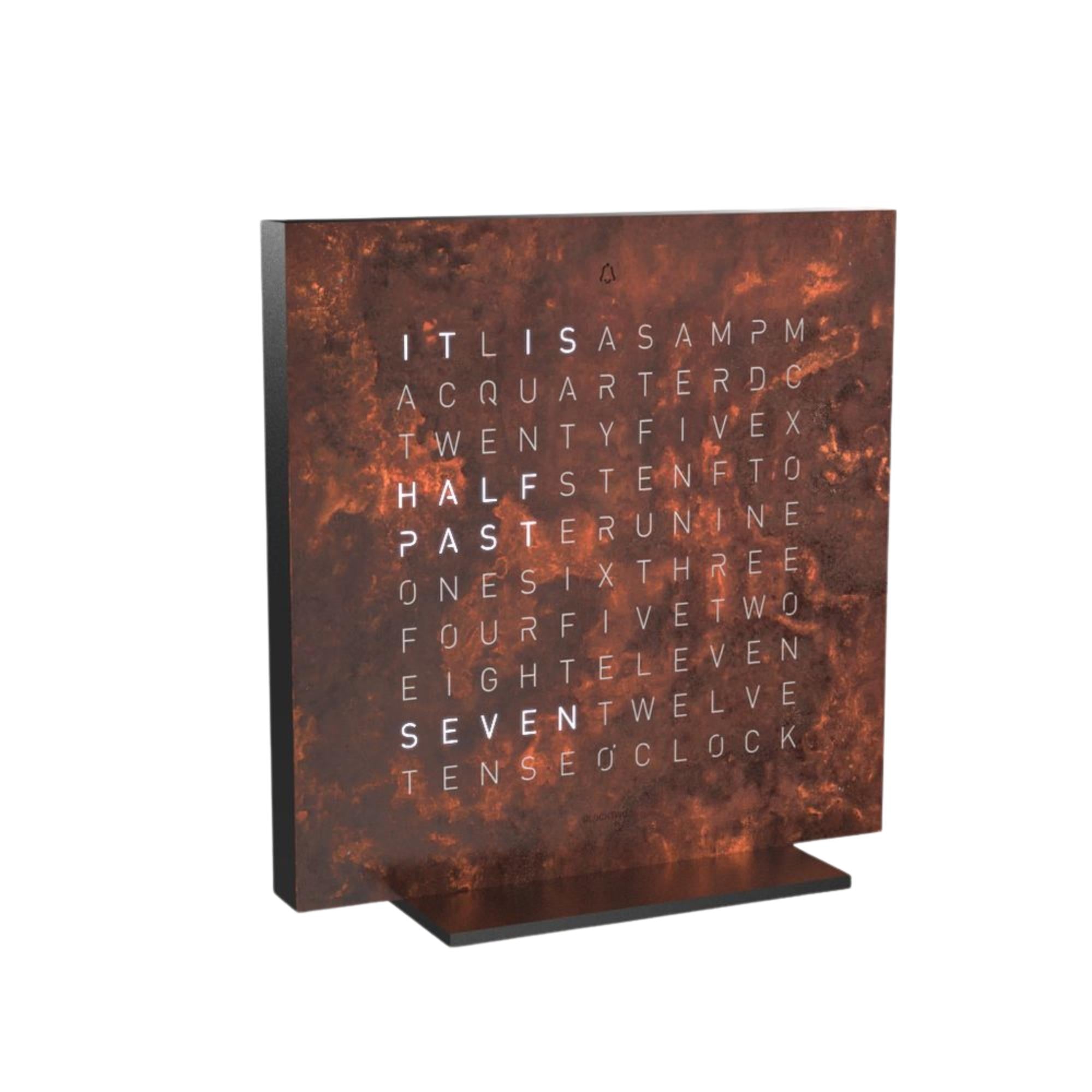QLOCKTWO Earth 13.5 Creators Edition Rost Englische Tischuhr T4BLENRT-UK