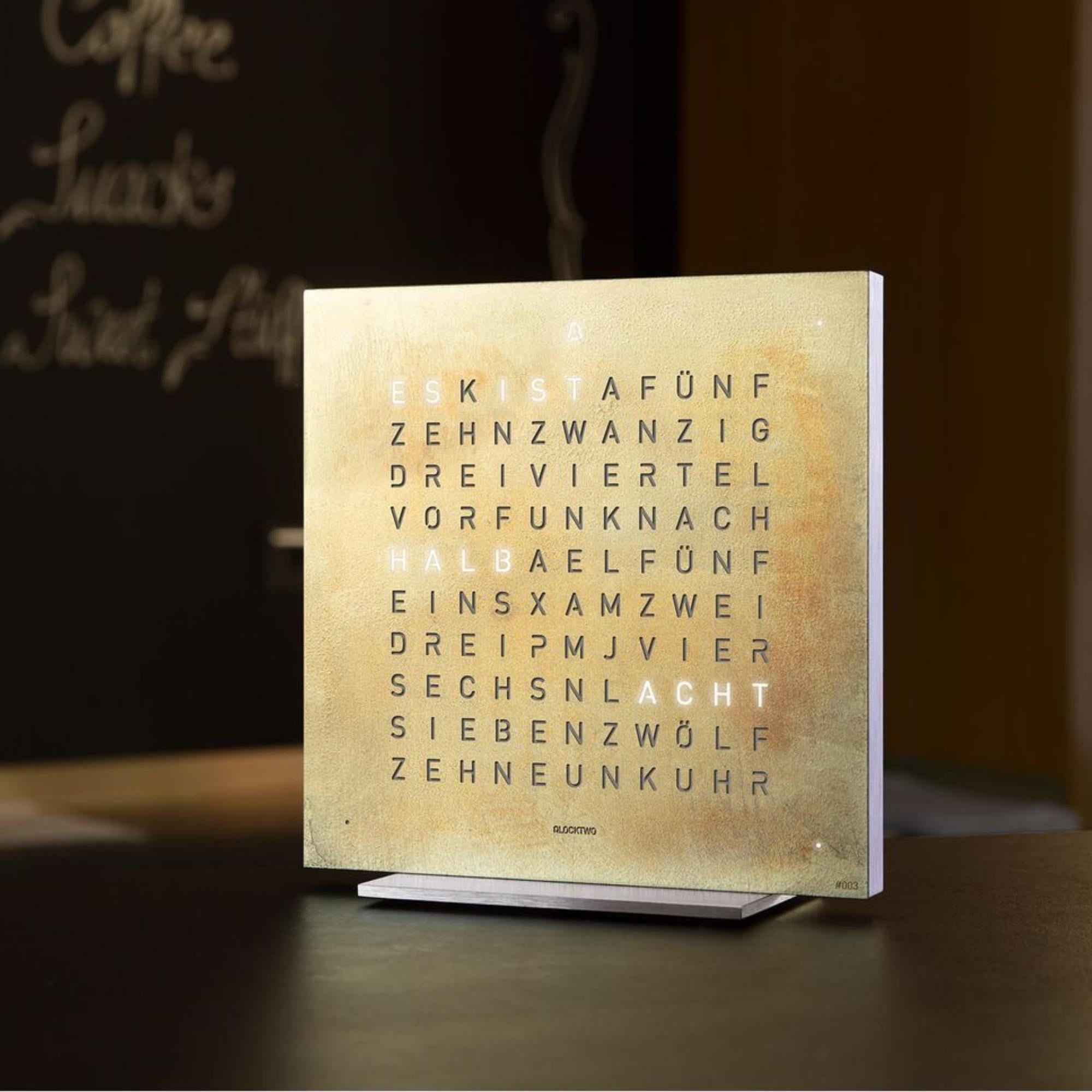 QLOCKTWO Earth 13.5 Creators Edition Silver & Gold English Table Clock T4SENSG-UK