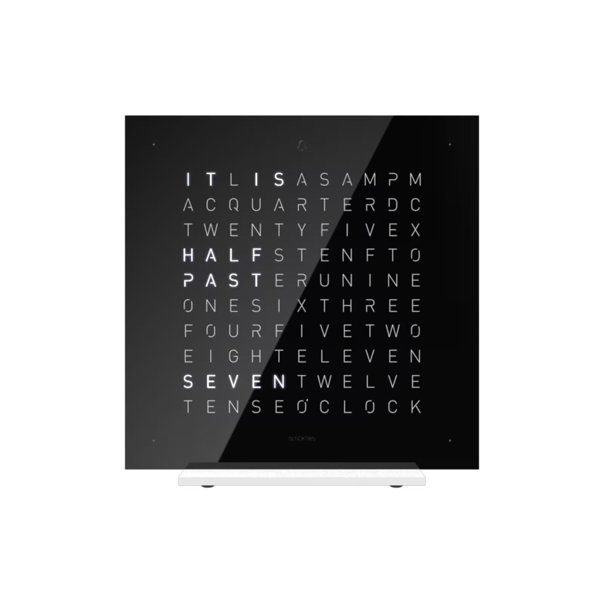 QLOCKTWO Earth 13.5 Pure Black Ice Tea English Table Clock T4PENBI-UK