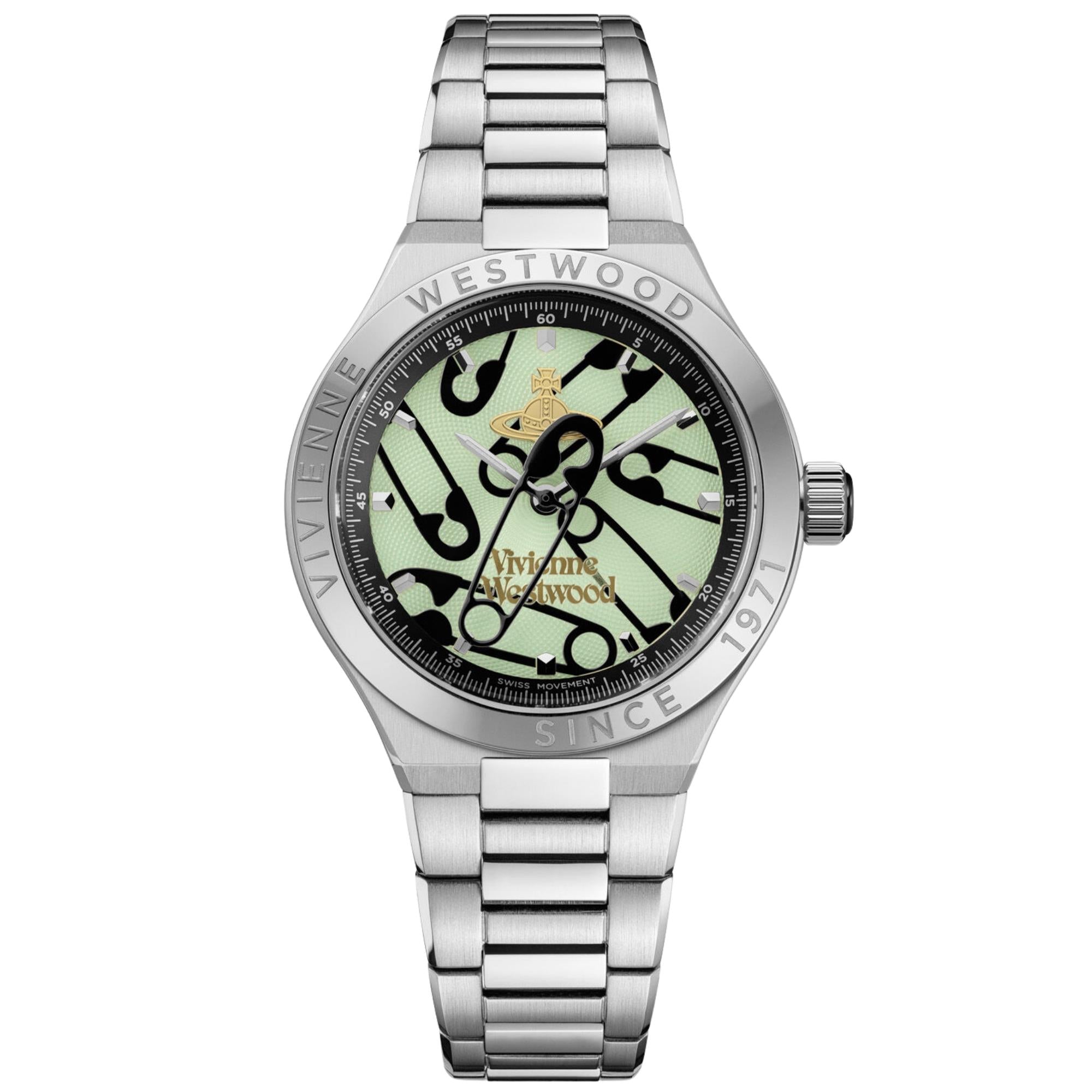 Vivienne Westwood Berwick 37mm Green Dial Steel Quartz Watch VV345LUMSL