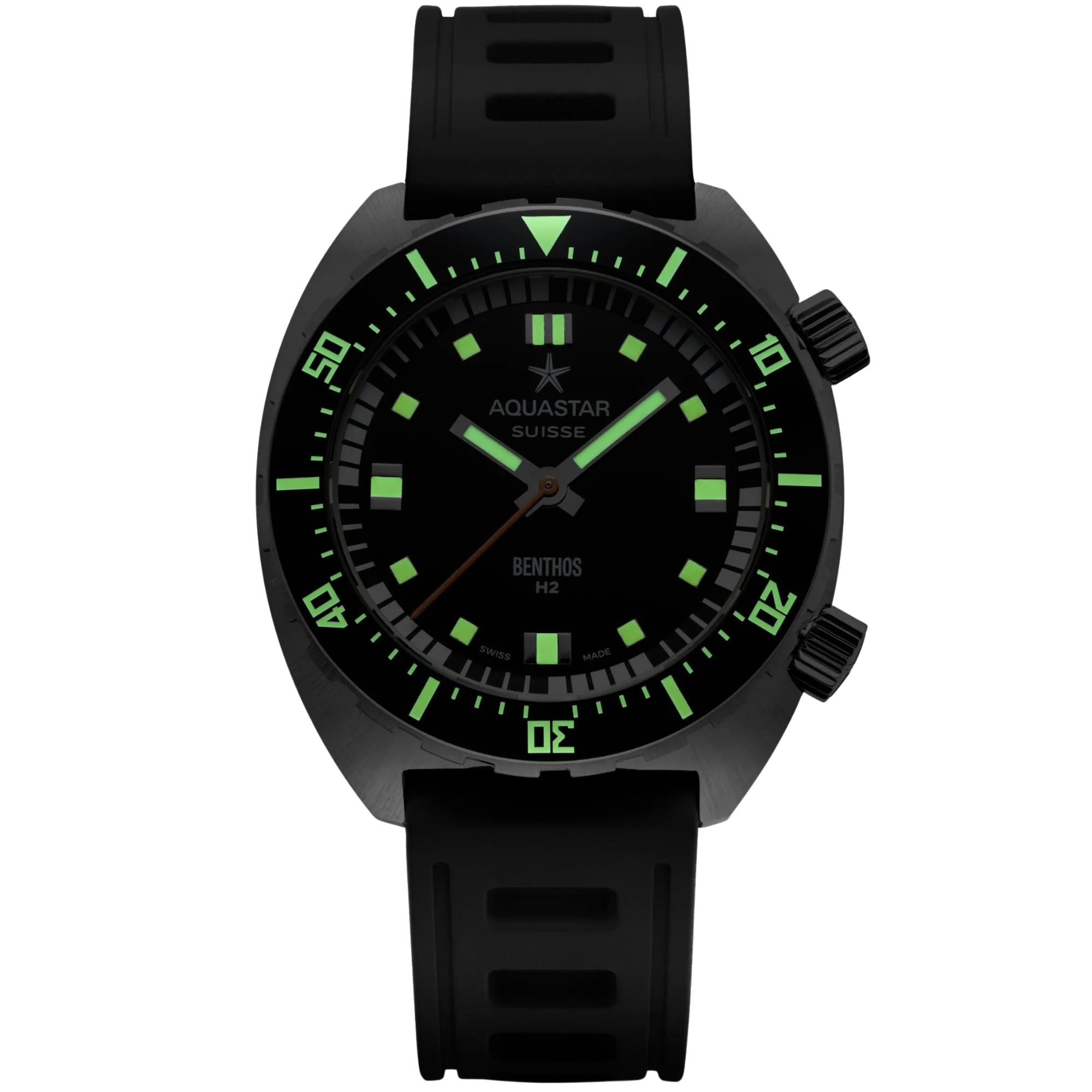 Aquastar Benthos Heritage II 40mm Limited Edition schwarzes Zifferblatt Armband Herren Automatik Uhr BENTHOS-H2-BLACK