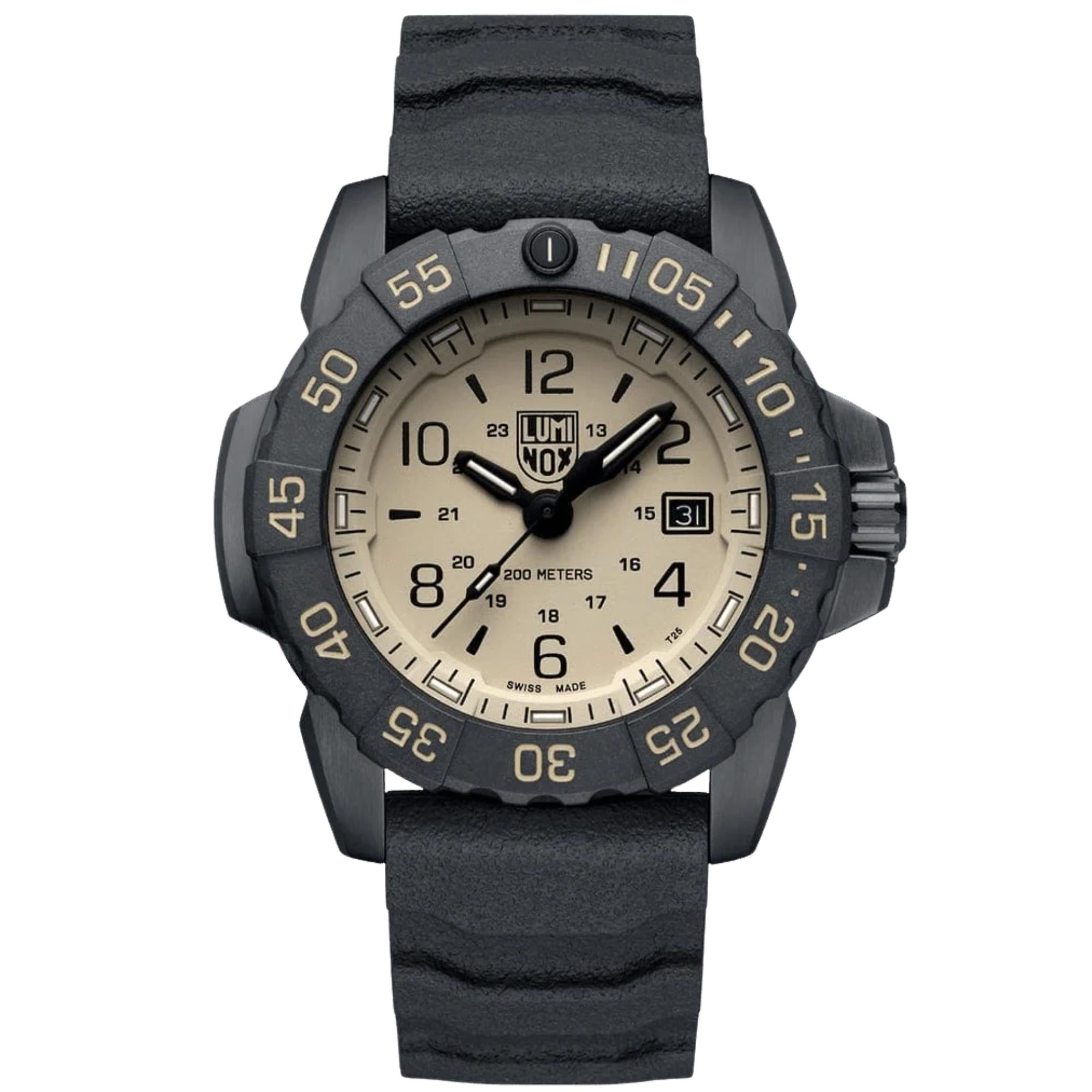 Luminox Navy Seal Foundation45mm Sand-Coloured Dial Rubber Mens Quartz Watch XS.3251.CB.NSF.2