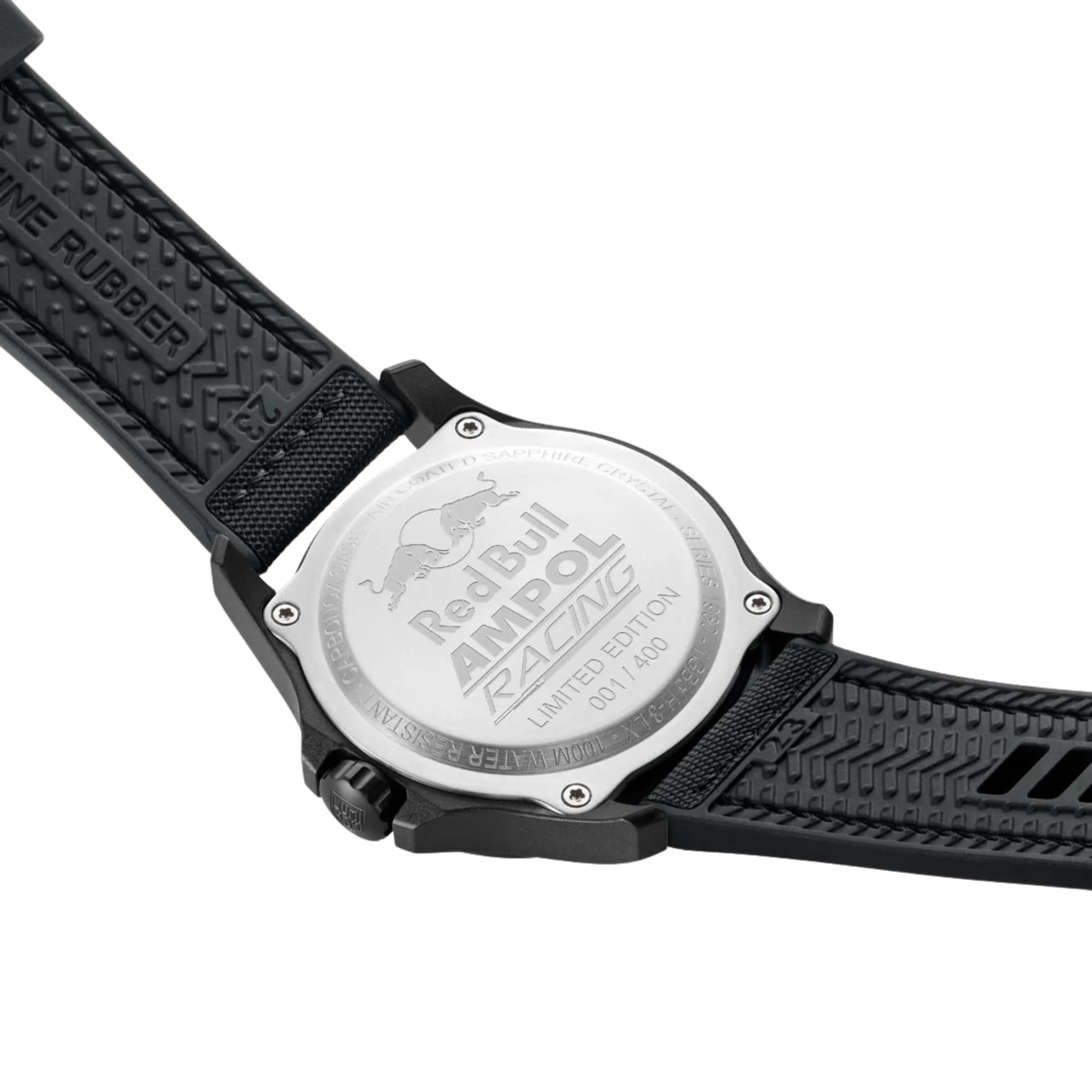 Luminox Atacama Field 43mm Limited Edition Red Bull Ampol Racing Blue Dial Rubber Textile Mens Quartz Watch XL.1970.ARB.N