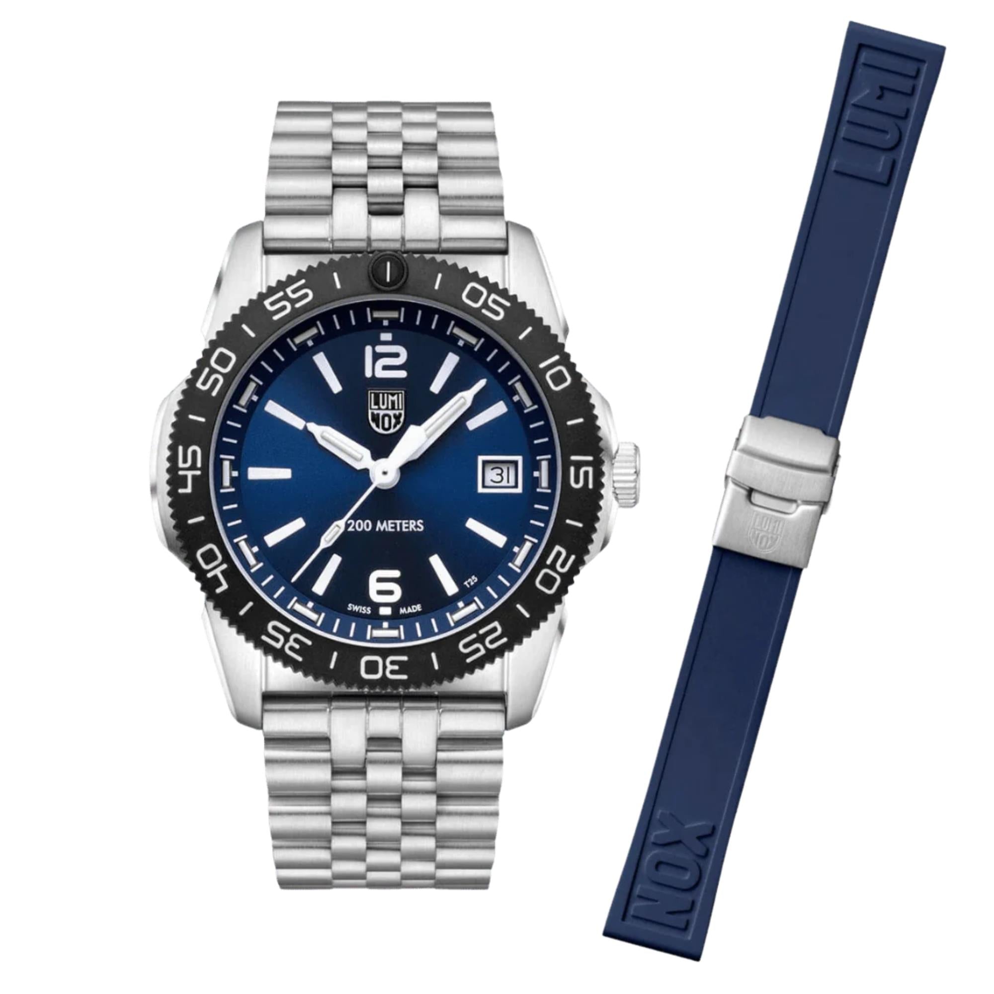 Montre quartz Luminox Pacific Diver Ripple 39mm cadran bleu acier et caoutchouc XS.3123M.SET.1