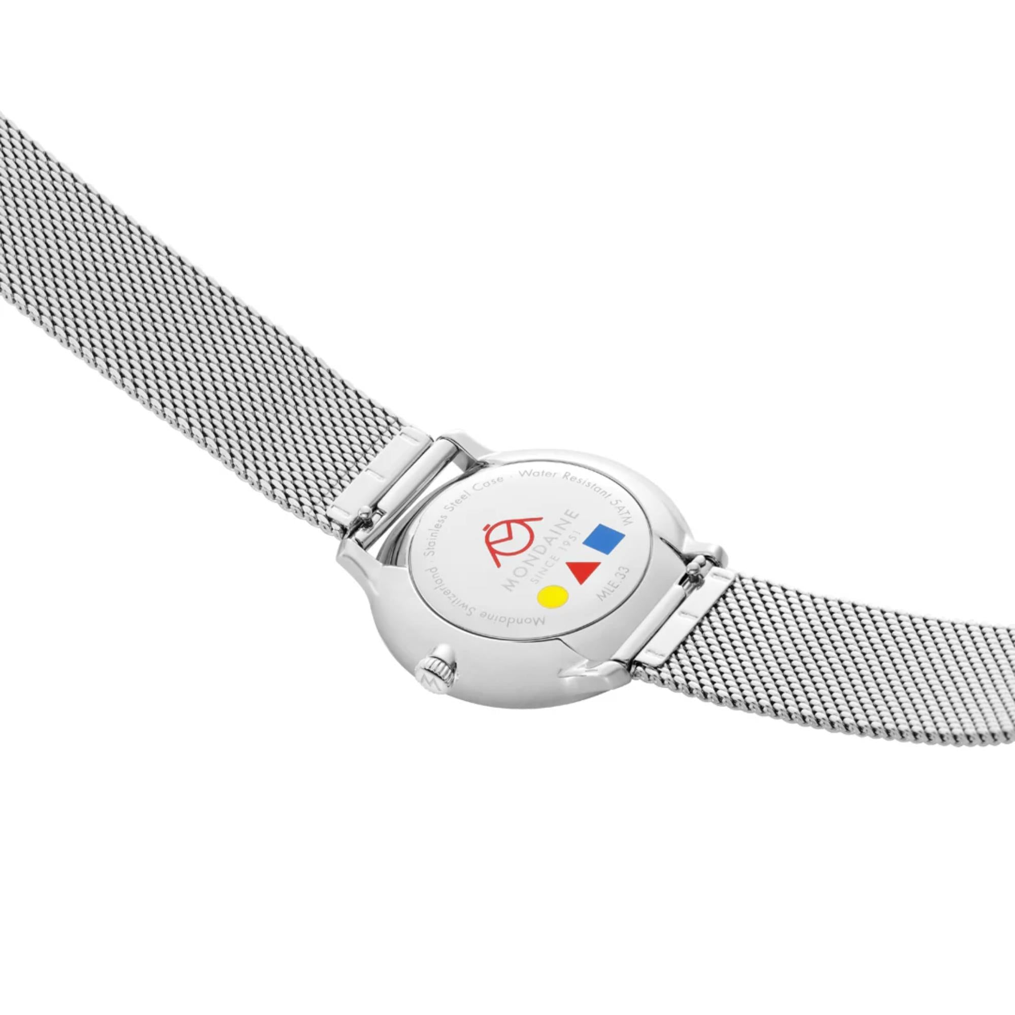 Mondaine Doppio Bauhaus Inspired 33mm White Dial Steel Ladies Quartz Watch MLE.33112.SM