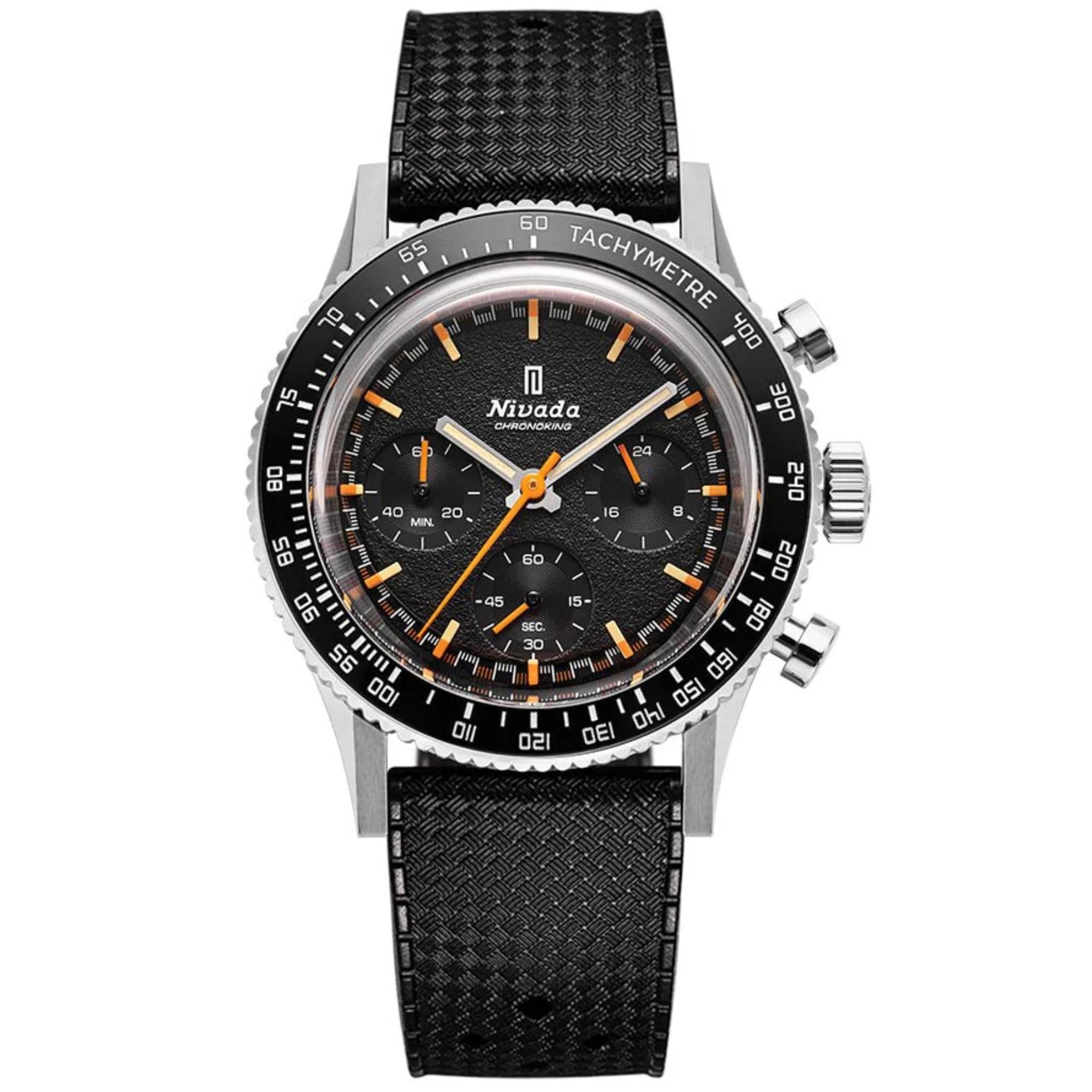 Nivada Grenchen Chronoking 38mm 87040Q01 black dial front view