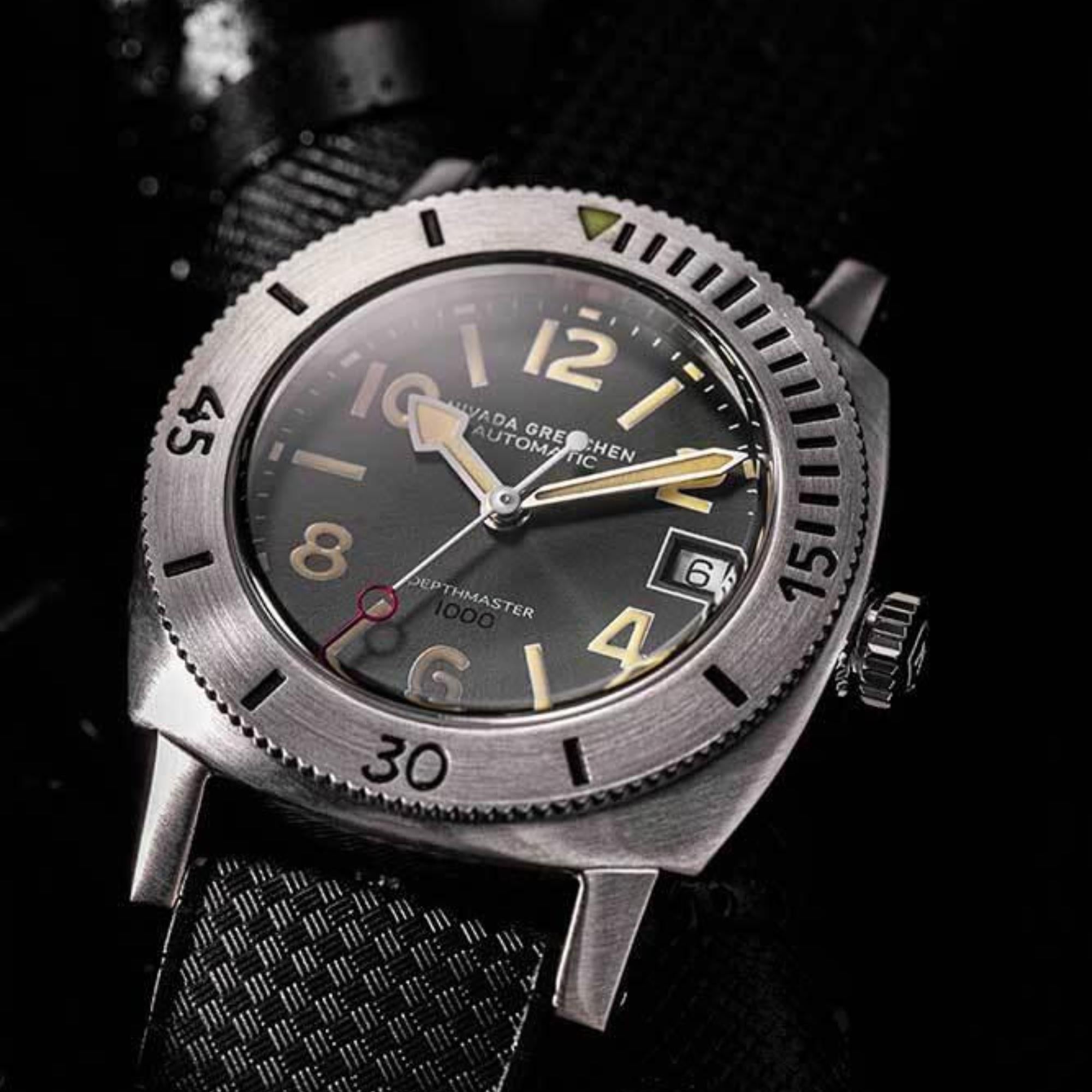 Nivada Grenchen Depthmaster 14103A01 angled close up view