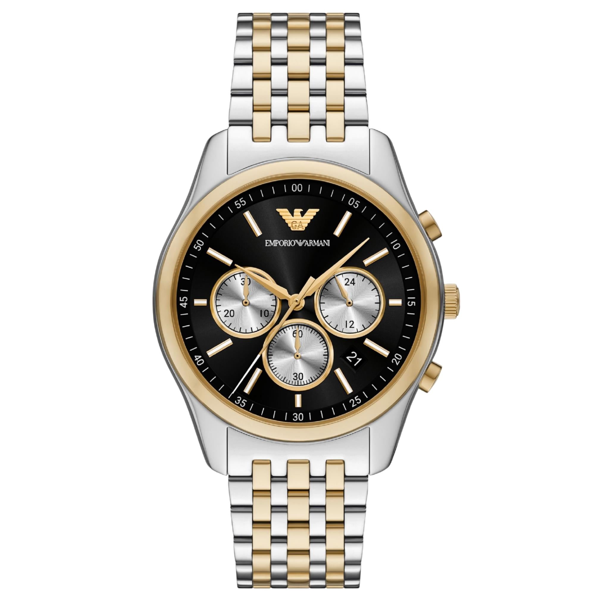 Emporio Armani Antonio 41mm Chronograph Black Dial Steel Mens Quartz Watch AR11713