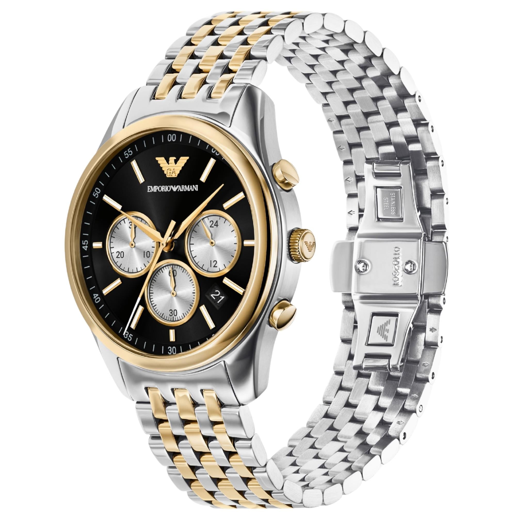 Emporio Armani Antonio 41mm Chronograph Black Dial Steel Mens Quartz Watch AR11713