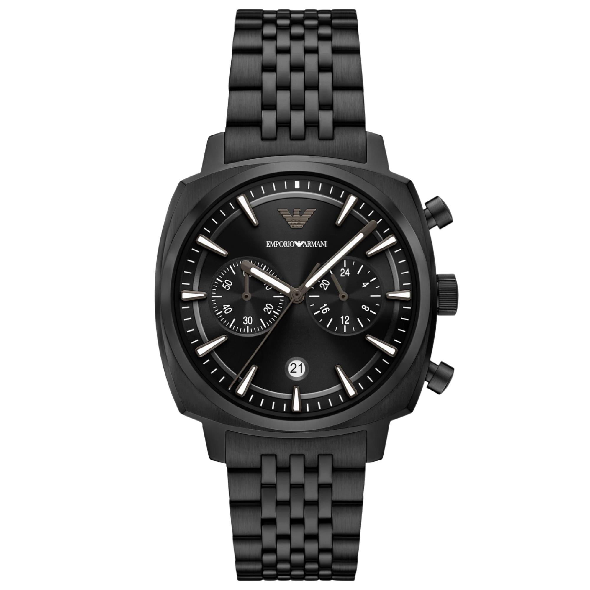 Emporio Armani Carlo 40mm Chronograph Black Dial Steel Mens Quartz Watch AR11727