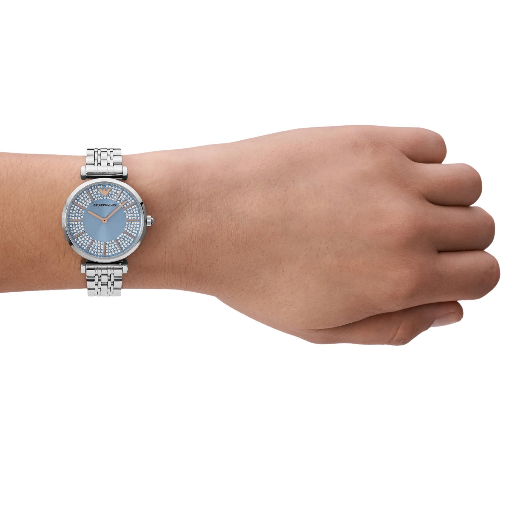 Emporio Armani Gianni 32mm Blue Dial Steel Ladies Quartz Watch AR11594