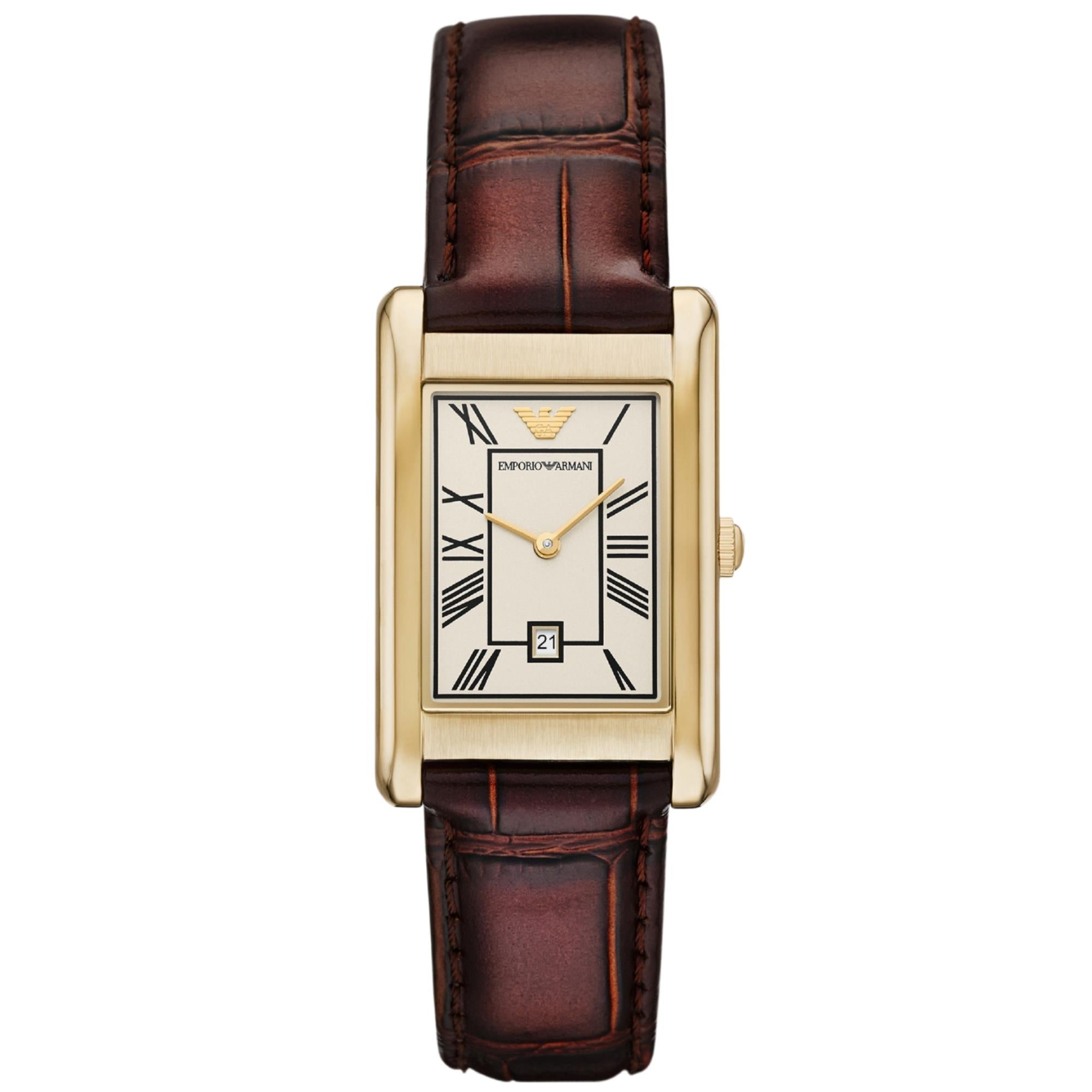 Emporio Armani Gino 25mm White Dial Leather Ladies Quartz Watch AR11665