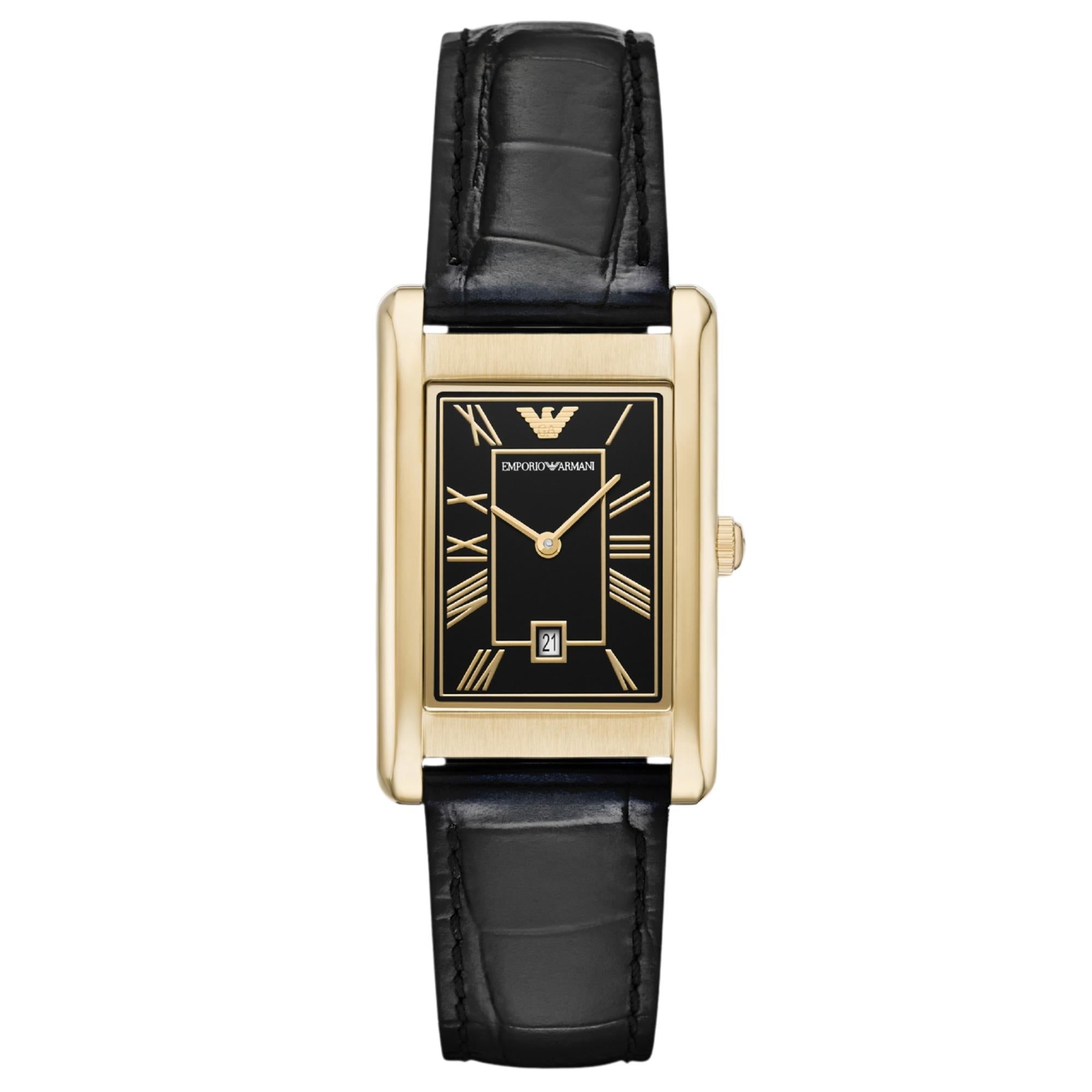 Emporio Armani Gino 25mm Black Dial Leather Ladies Quartz Watch AR11666