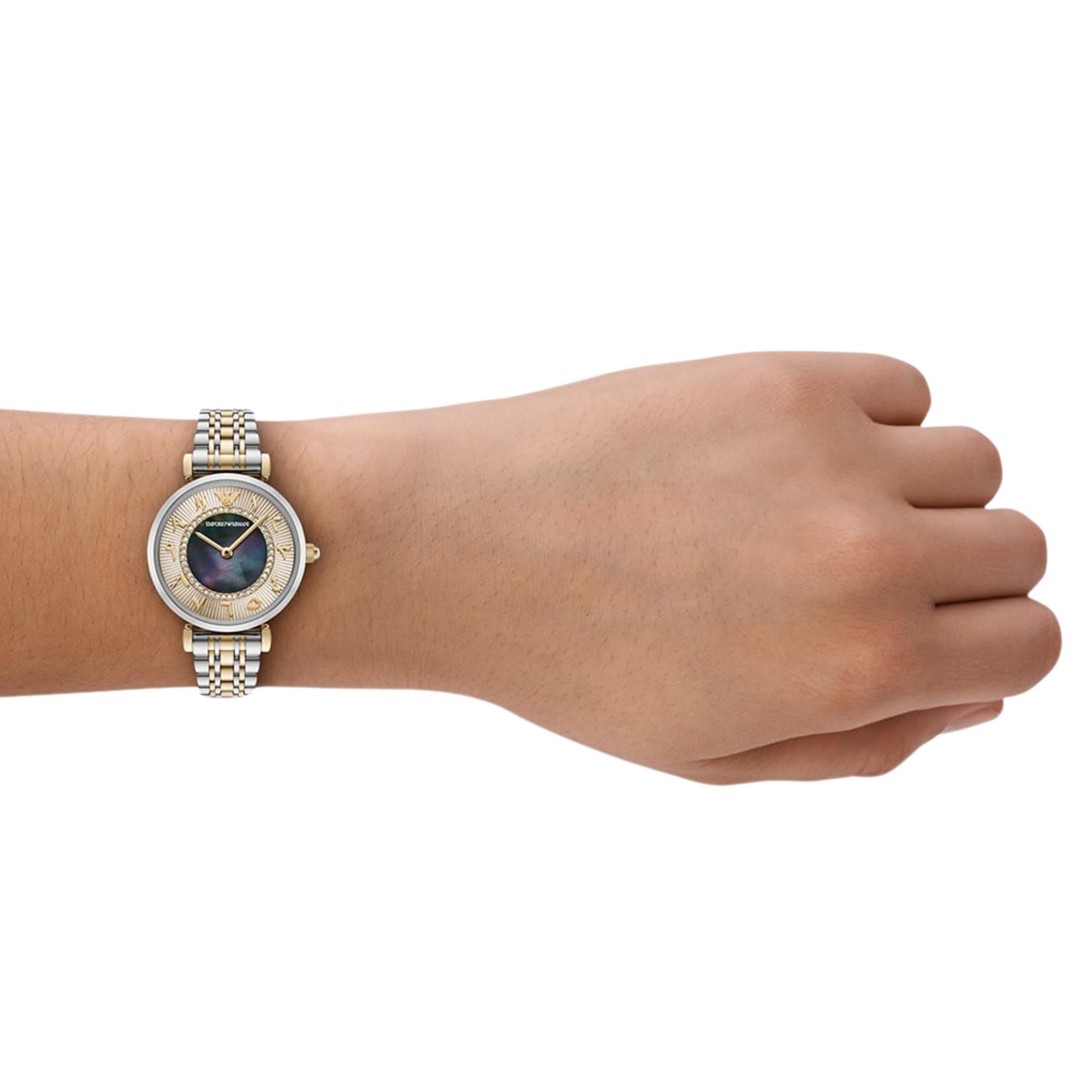 Emporio Armani Gianni 32mm Mother of Pearl Dial Steel Quartz Watch AR11719