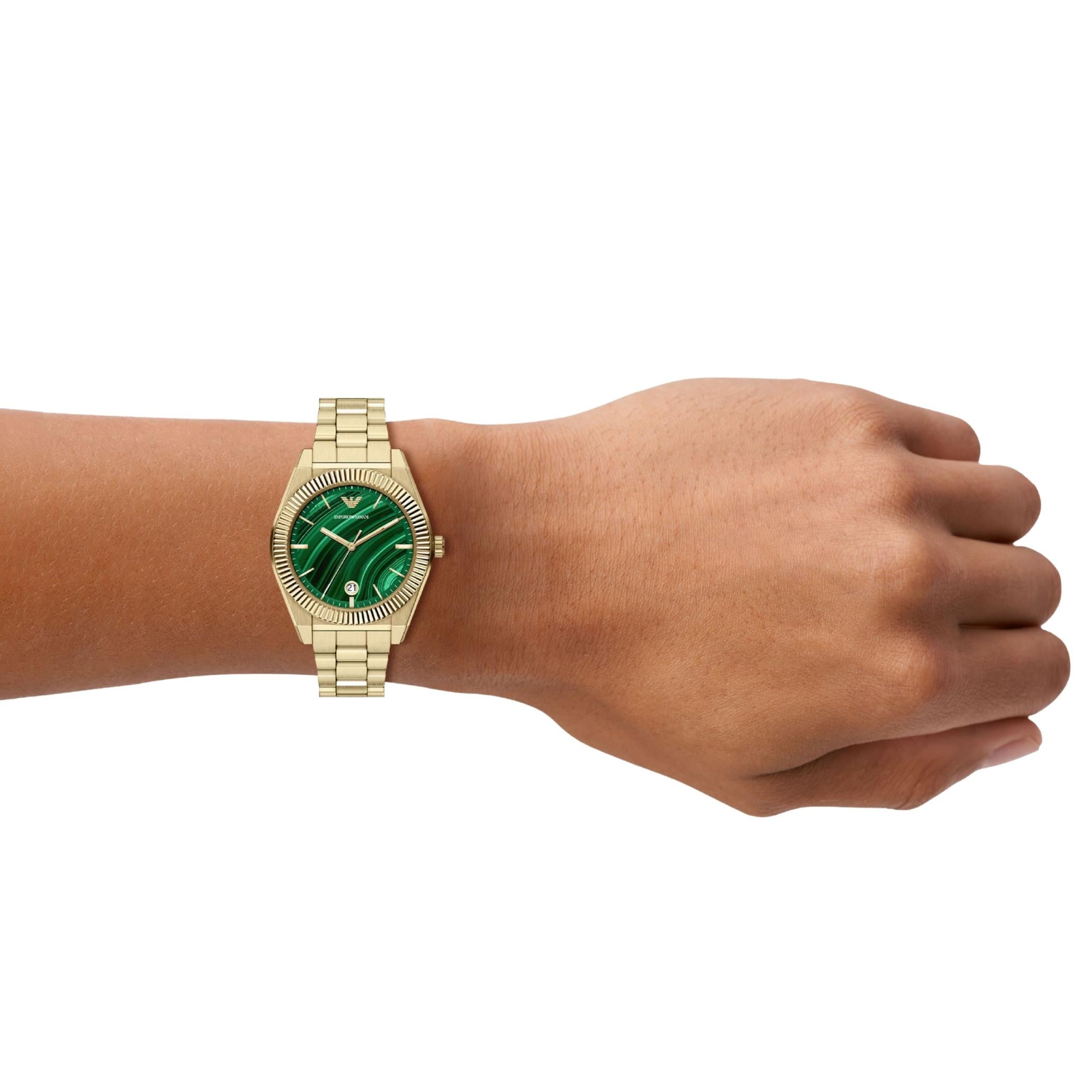 Emporio Armani Federico 37mm Green Dial Steel Mens Quartz Watch AR11759