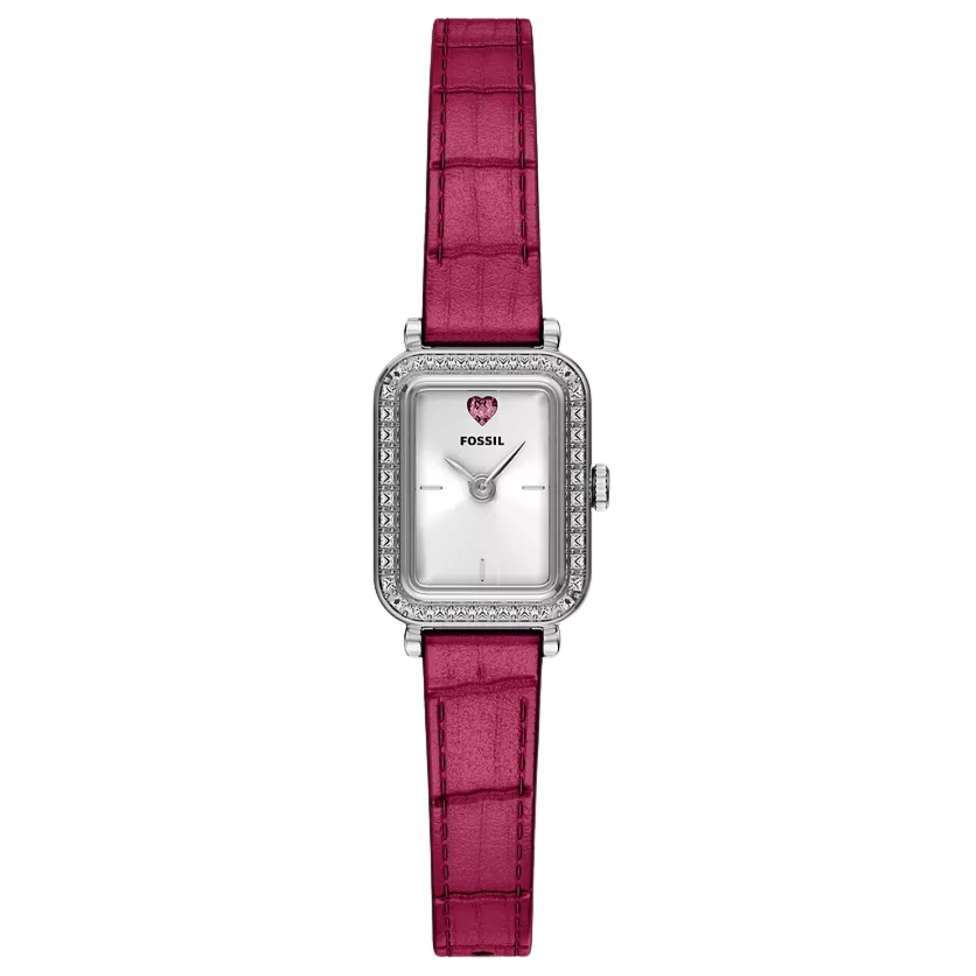 Fossil Raquel 18mm Silver Dial Leather Ladies Quartz Watch ES5466