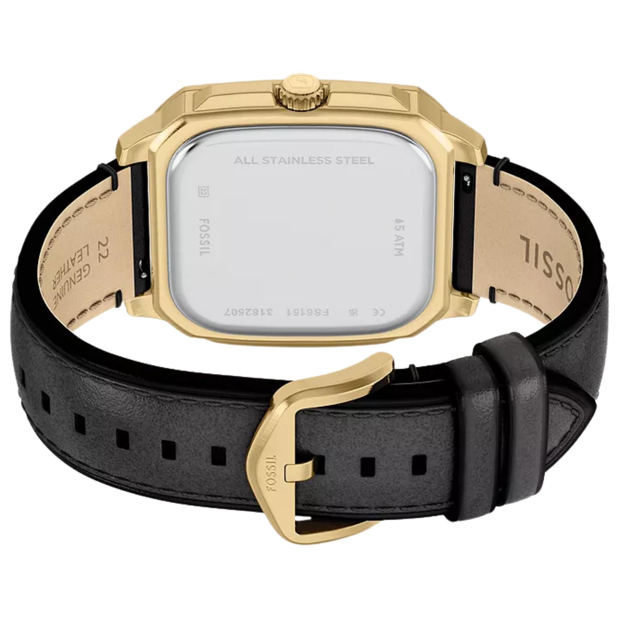 Fossil Crosby 42mm Black Dial Leather Mens Quartz Watch FS6151