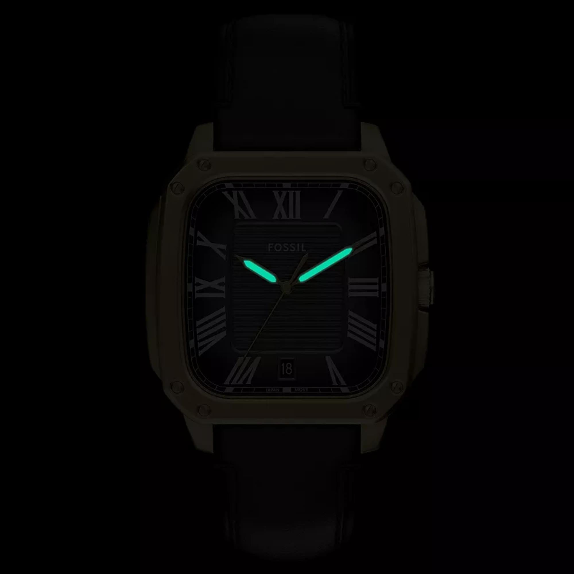 Fossil Crosby 42mm Black Dial Leather Mens Quartz Watch FS6151