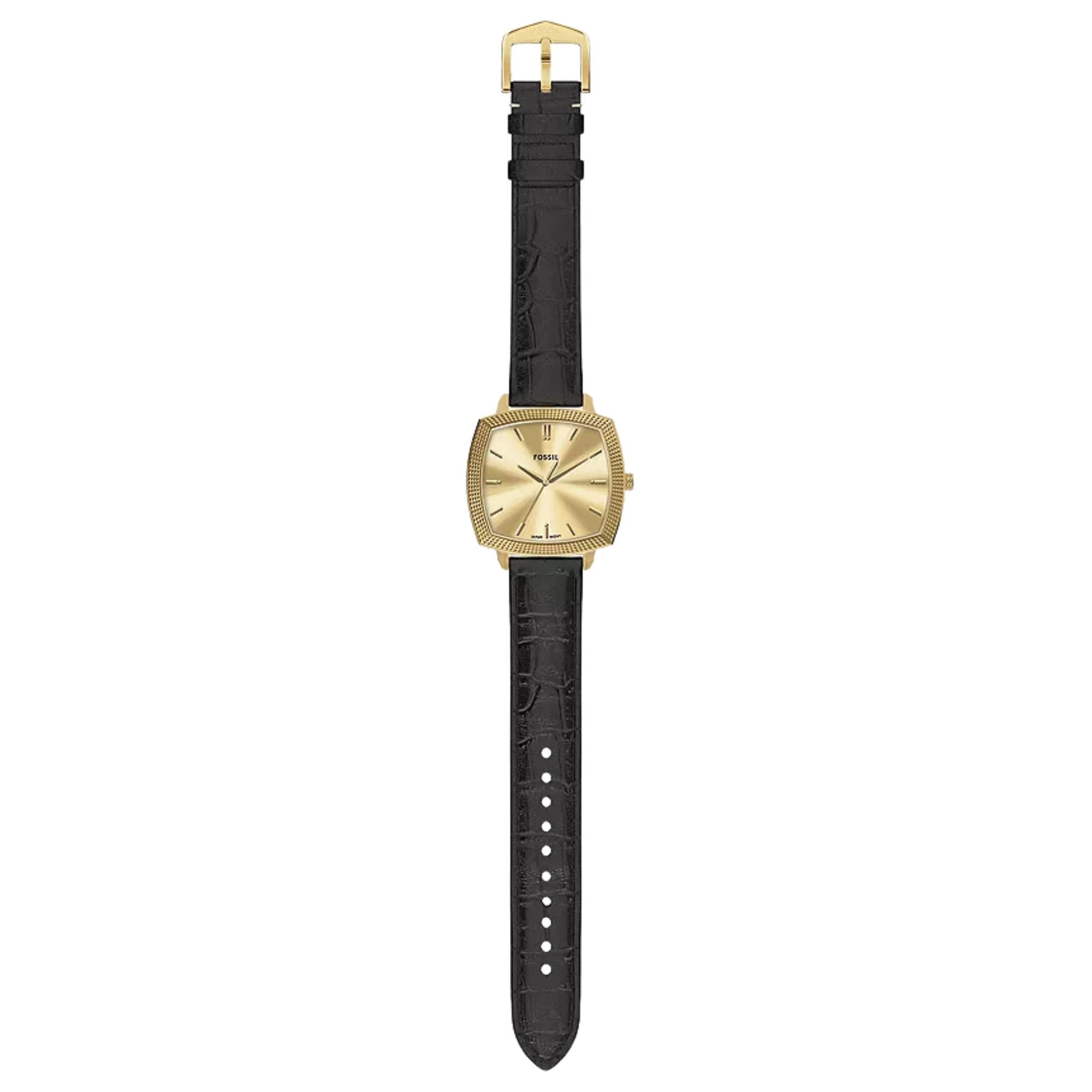 Fossil Machine x Nick Jonas 37mm Gold Dial Leather Quartz Watch LE1214