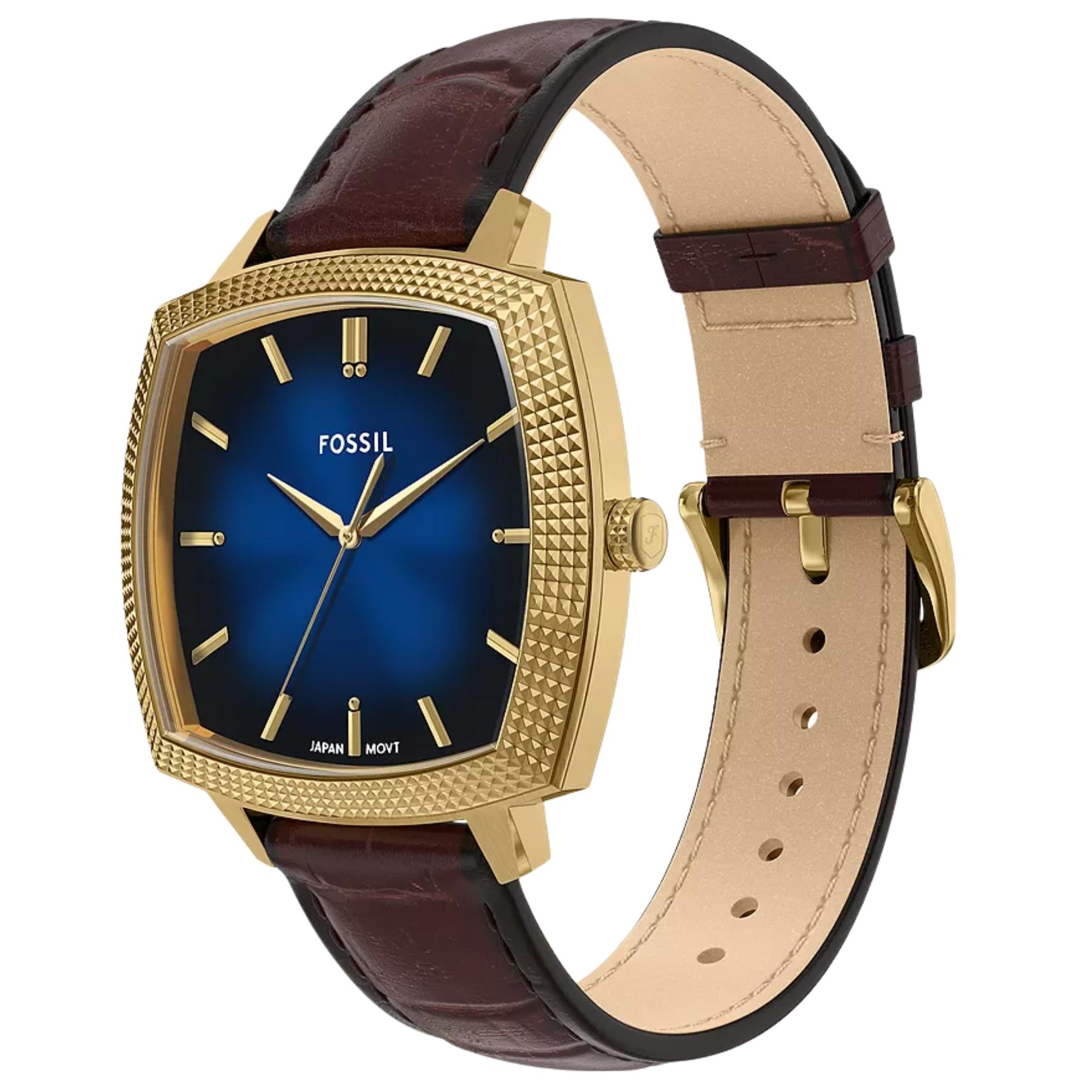 Fossil Machine x Nick Jonas 37mm Blue Dial Leather Quartz Watch LE1215