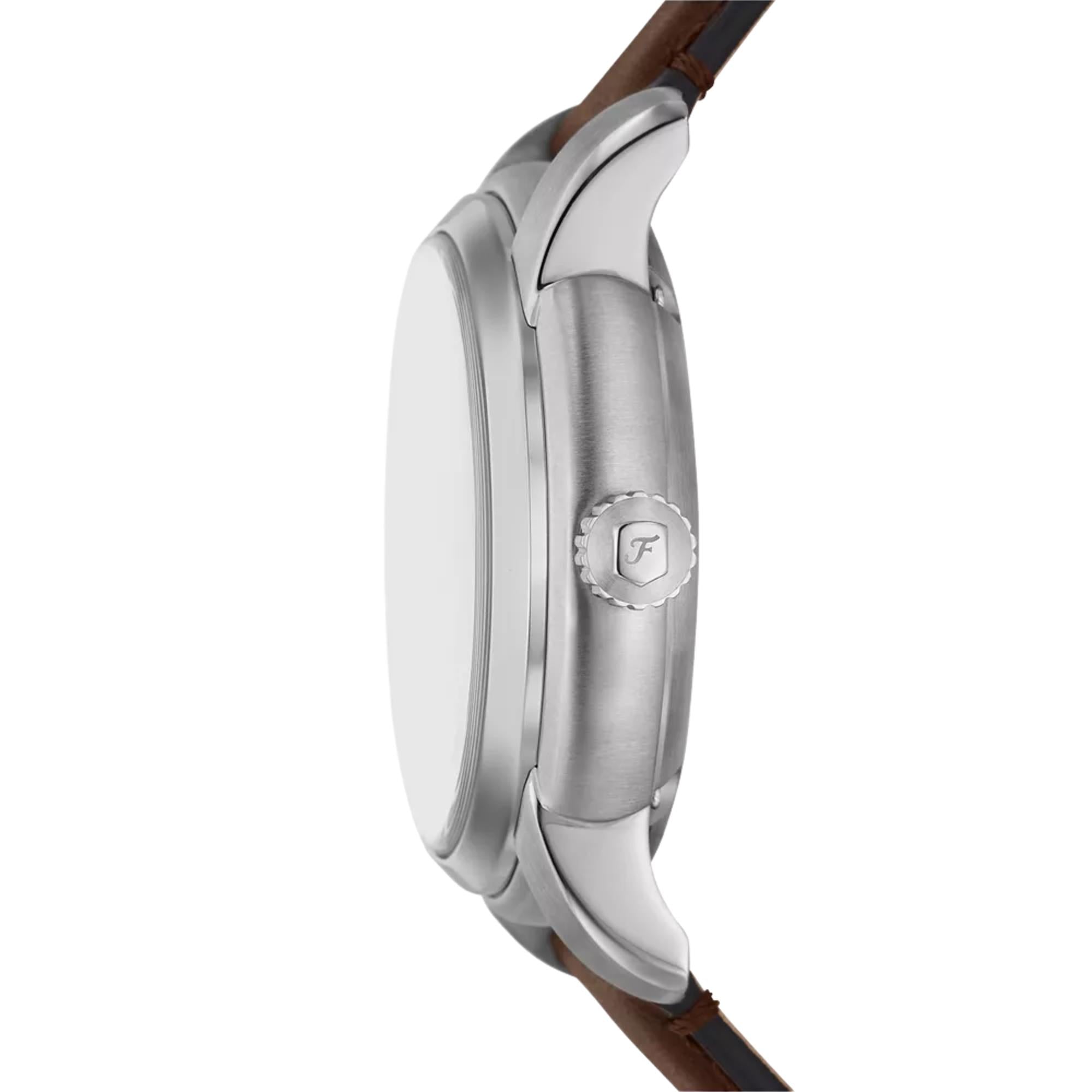 Fossil Heritage 43mm Skeleton Cream Dial Leather Mens Automatic Watch ME3264