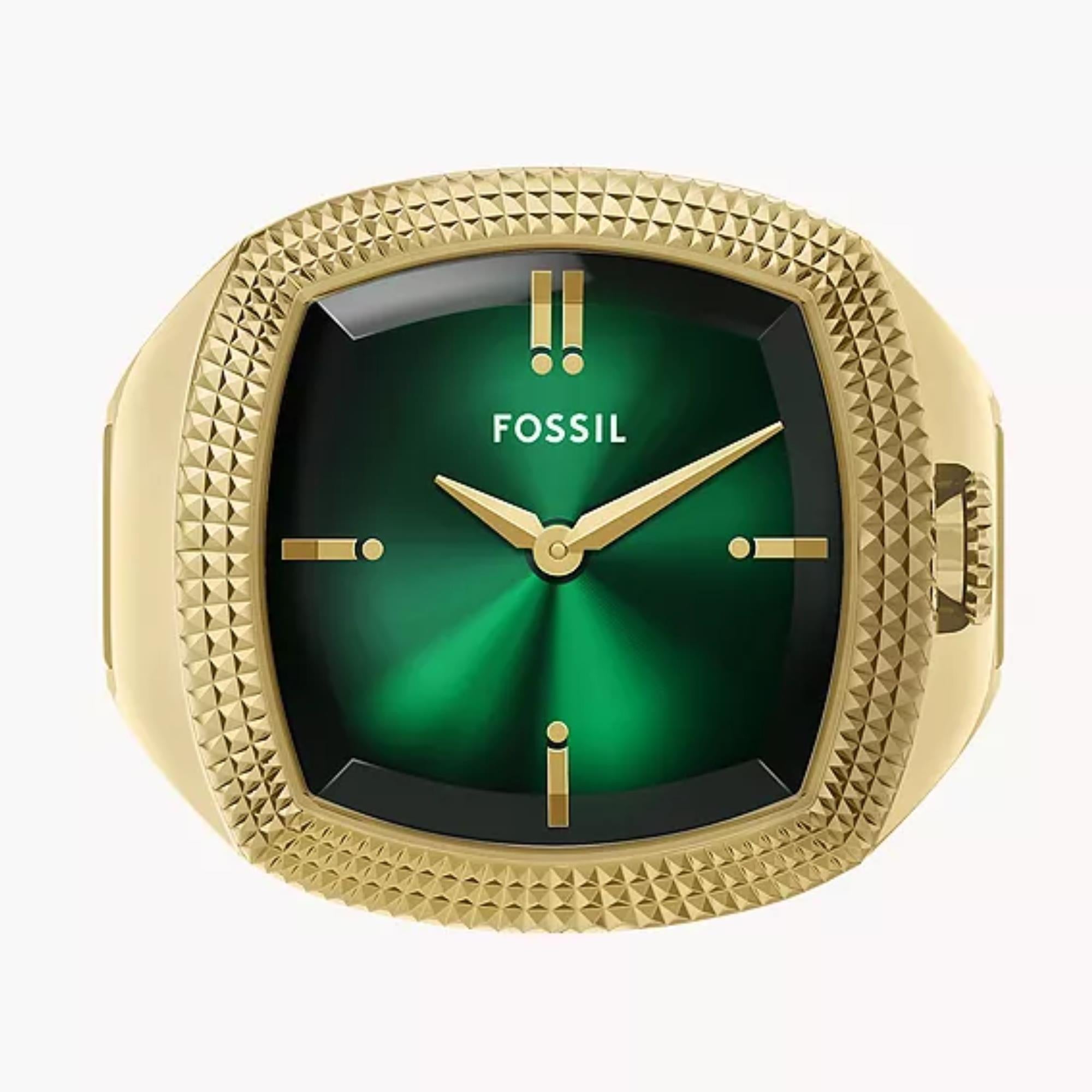 Fossil Machine x Nick Jonas 19mm Green Dial Steel Quartz Ring Watch LE1213