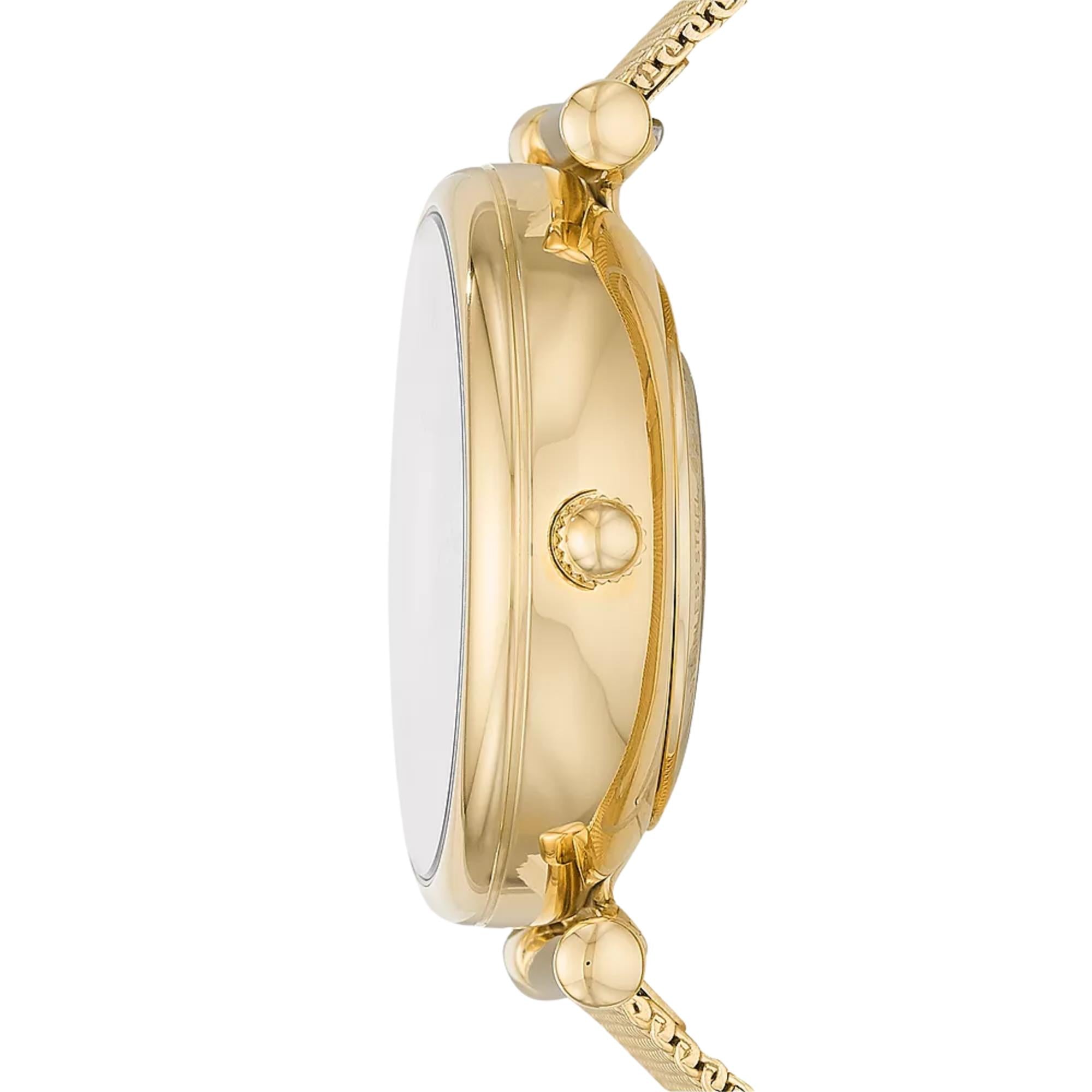 Fossil Carlie 35mm Skeleton Gold Dial Steel Ladies Automatic Watch ME3250