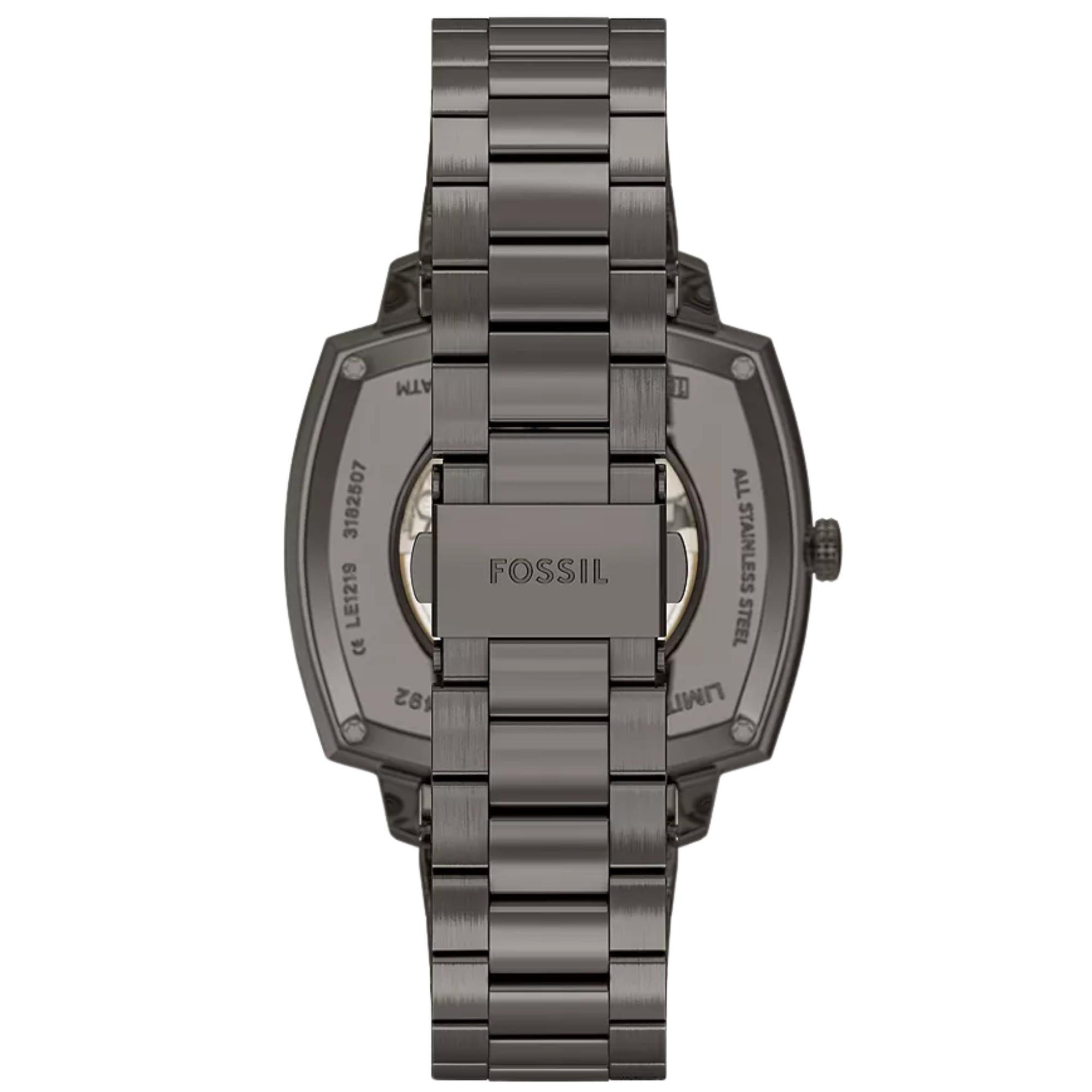 Fossil Machine x Nick Jonas 41mm Skeleton Black Dial Steel Automatic Watch LE1219
