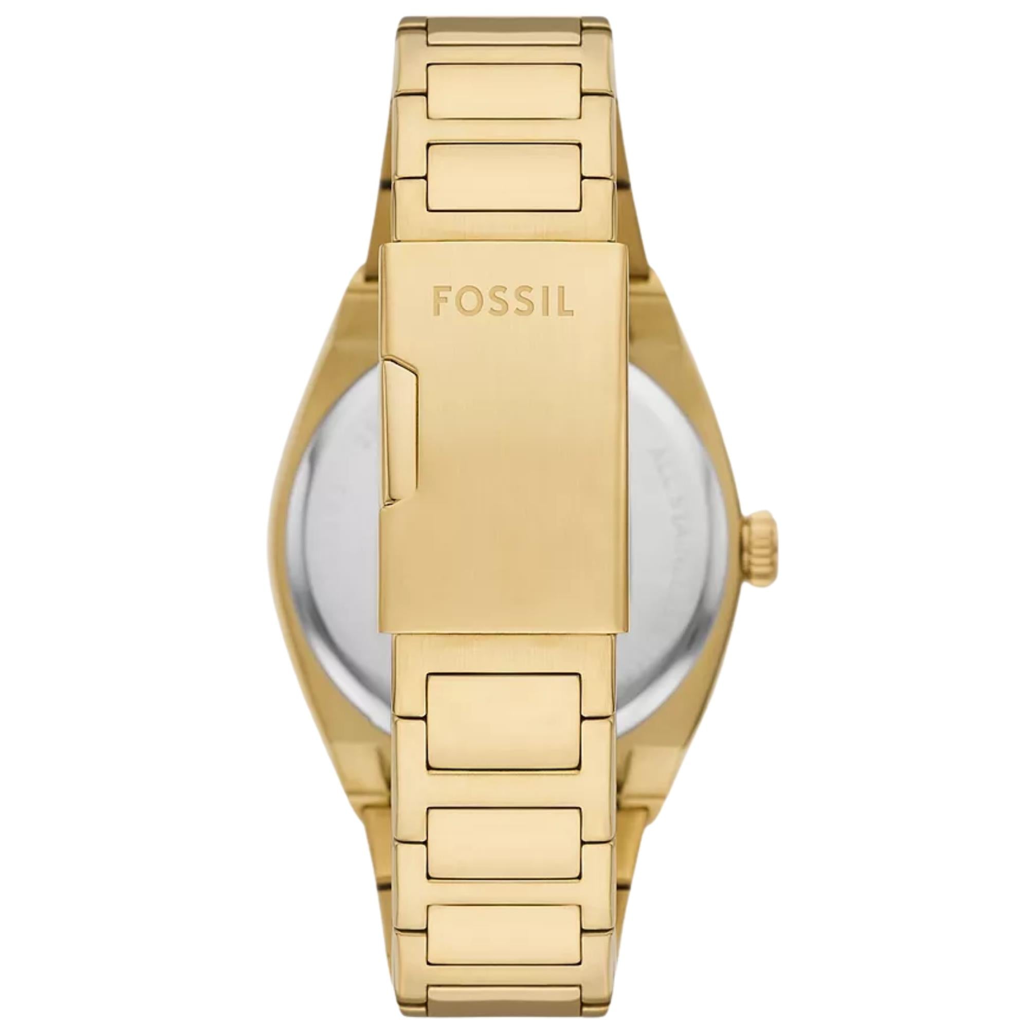 Fossil Everett 42mm Gold Dial Steel Mens Quartz Watch FS5965