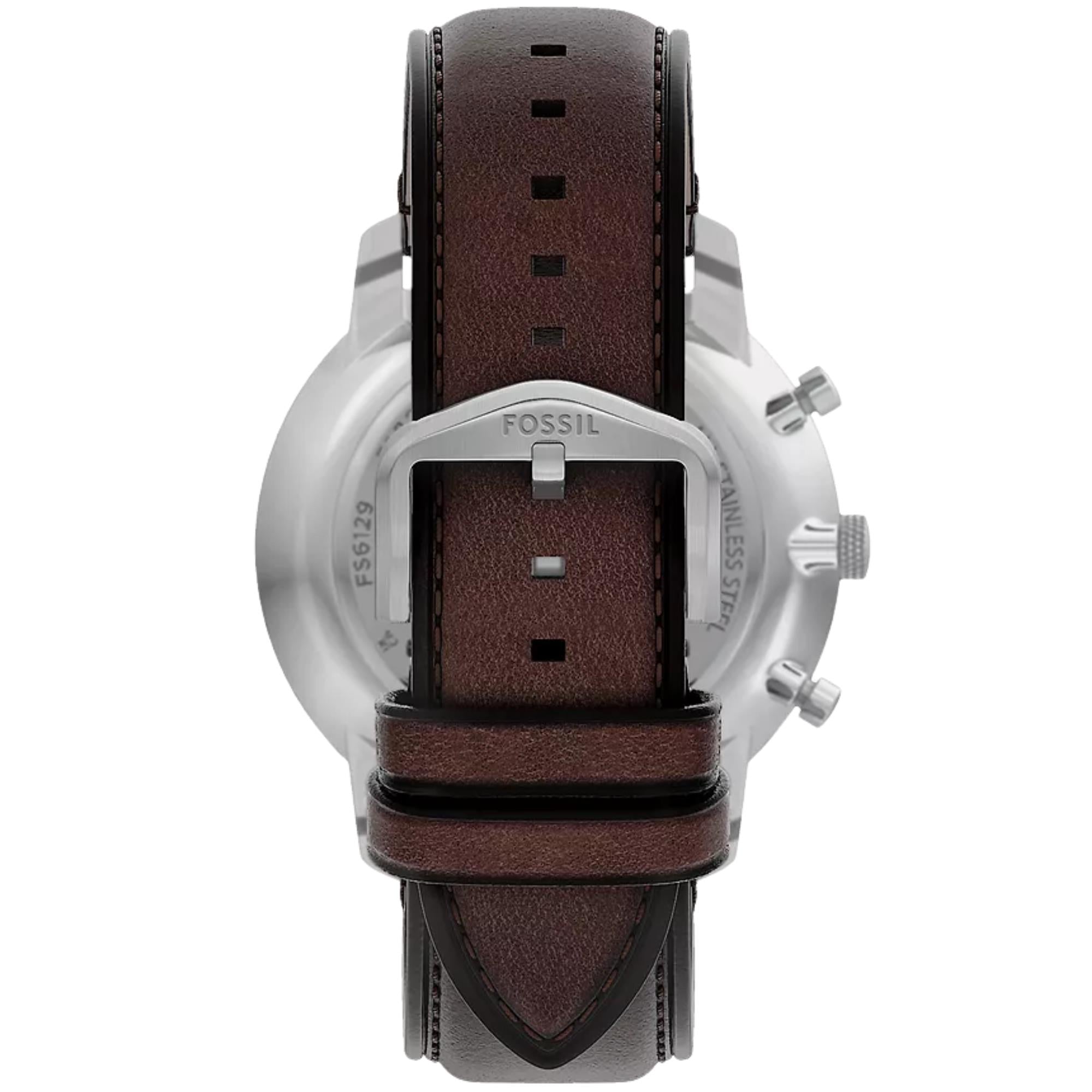 Fossil Neutra 44mm Chronograph Gray Dial Leather Mens Quartz Watch FS6129