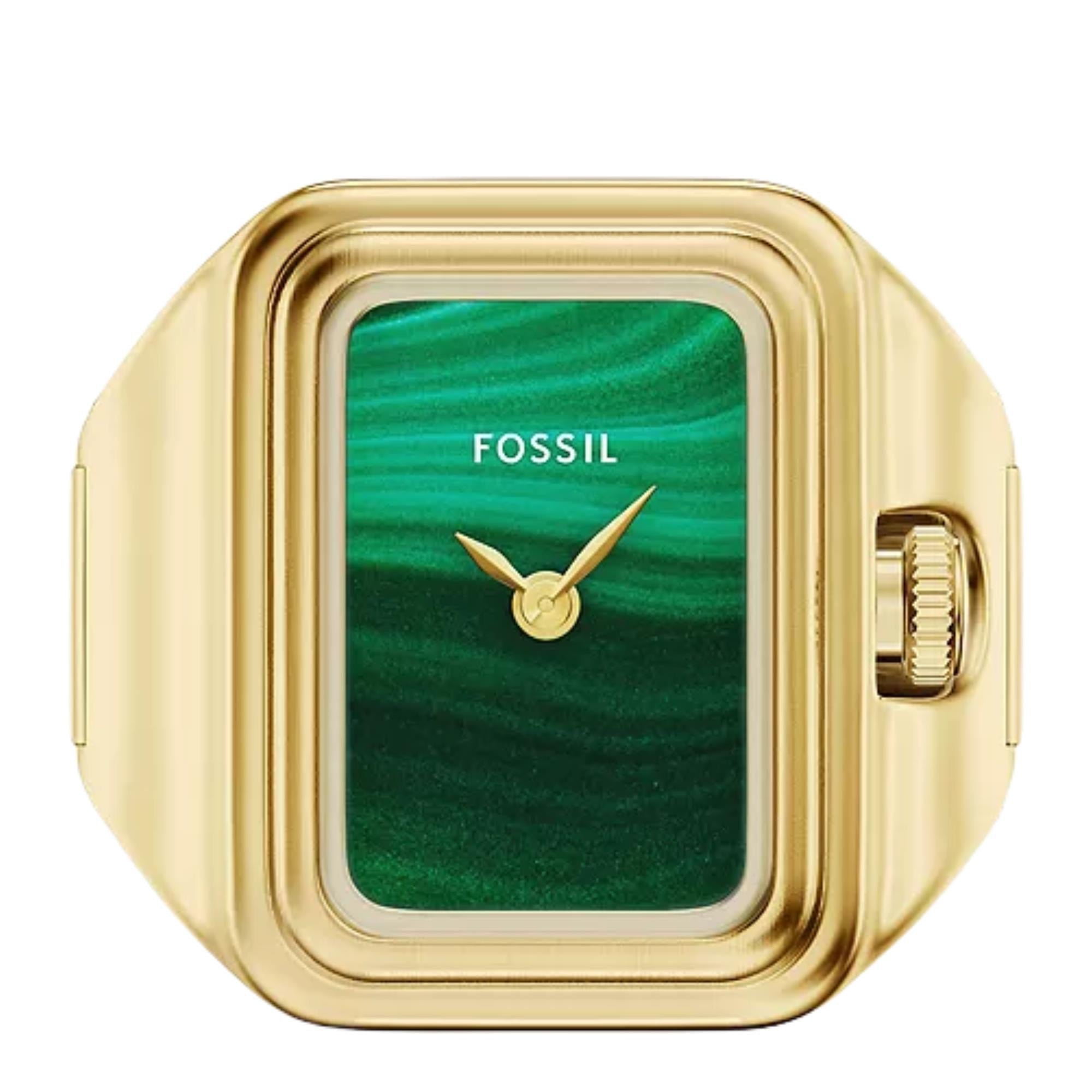 Fossil Raquel 21mm Green Dial Steel Ladies Quartz Ring Watch ES5448