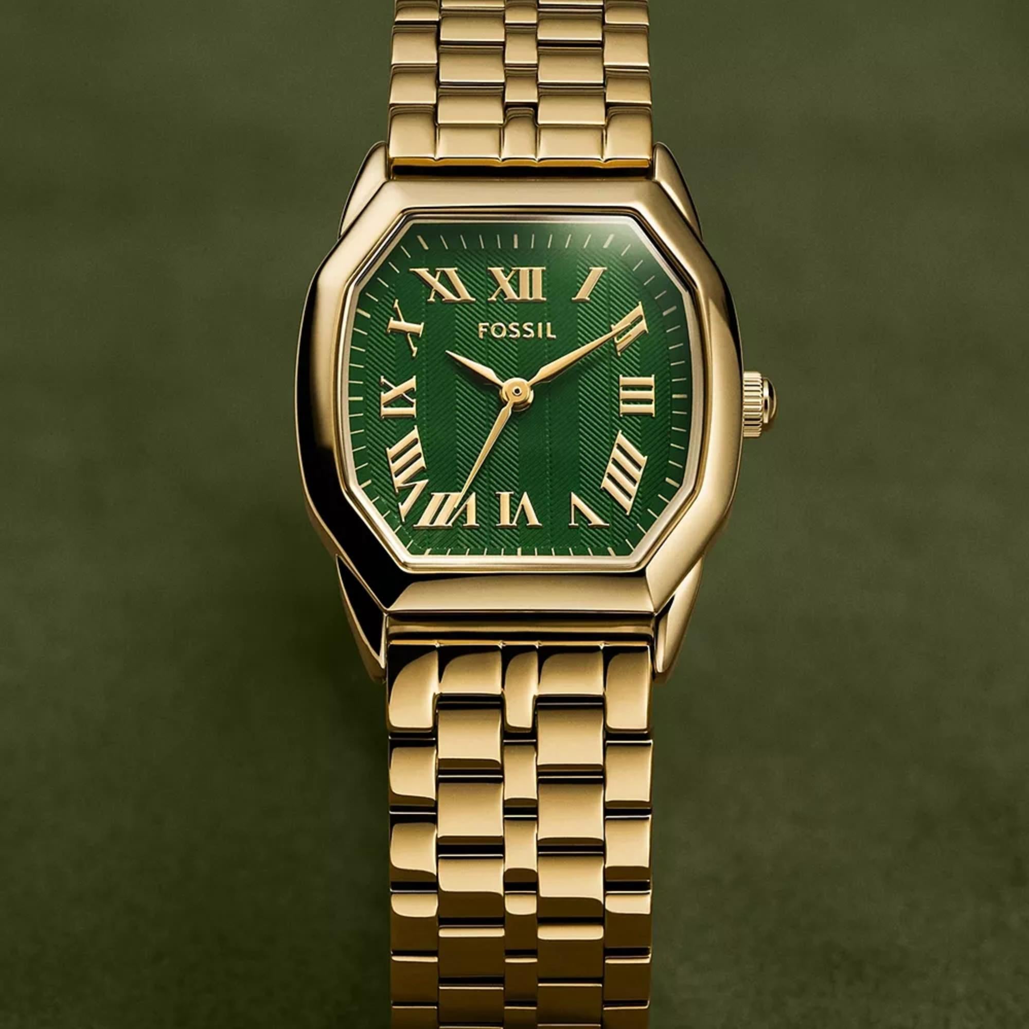 Fossil Harlow 27mm Green Dial Steel Ladies Quartz Watch ES5451