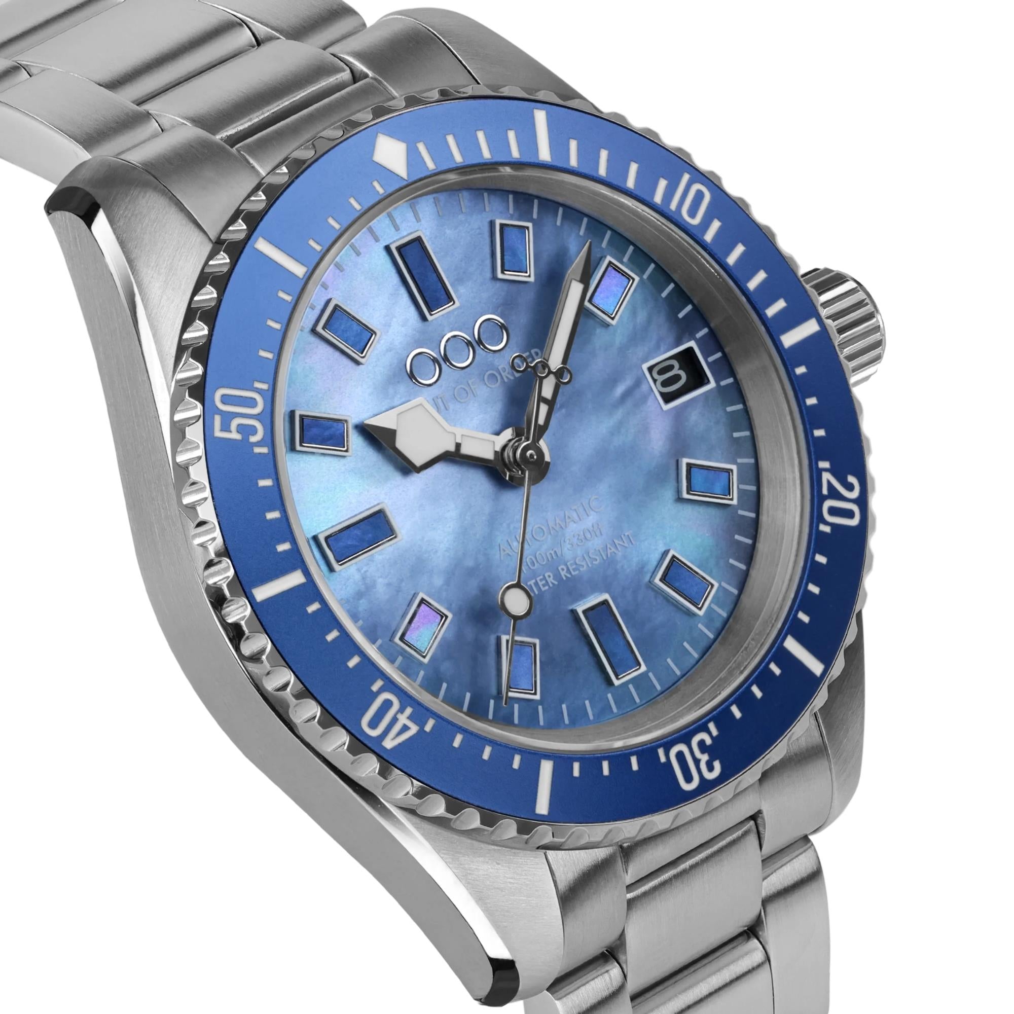 Out of Order Casanova 38mm Giudecca Blue Mother of Pearl Steel Mens Automatic Watch OOO.001-38.BL