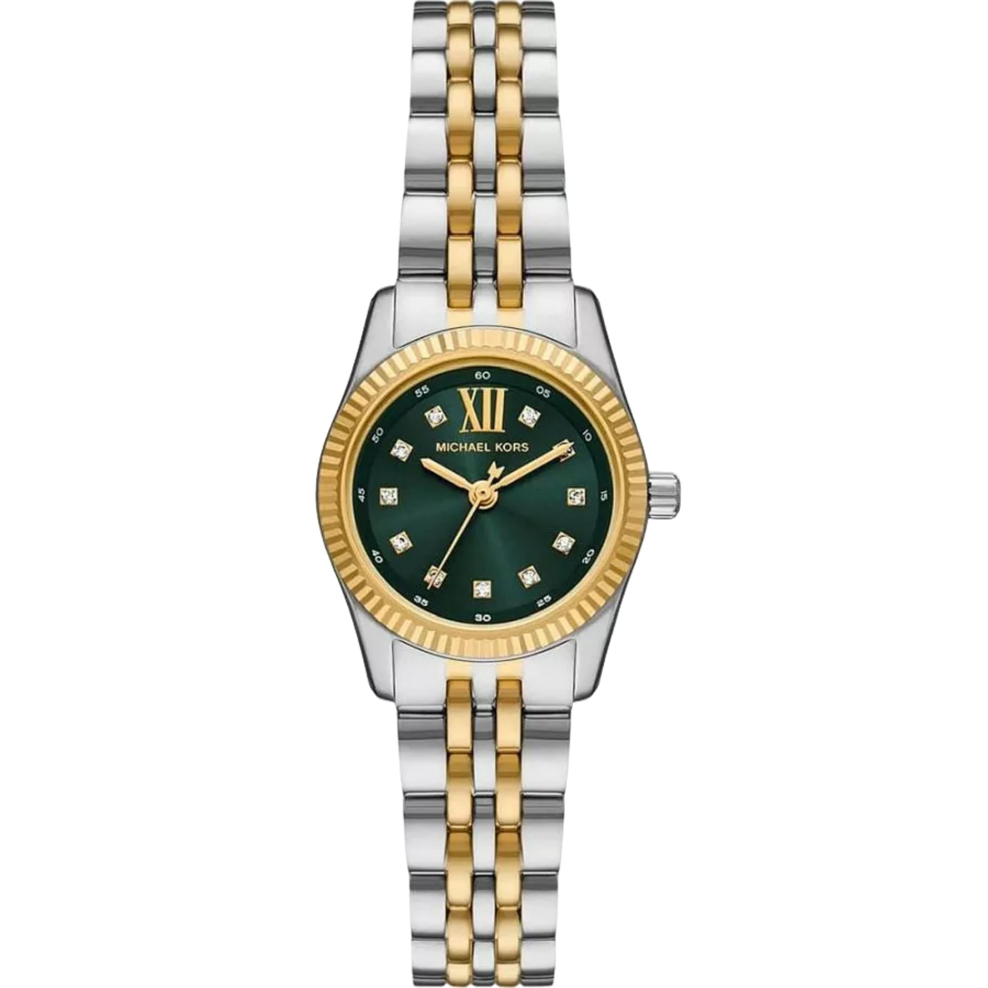 Michael Kors Petite 26mm Green Dial Steel Ladies Quartz Watch MK4986